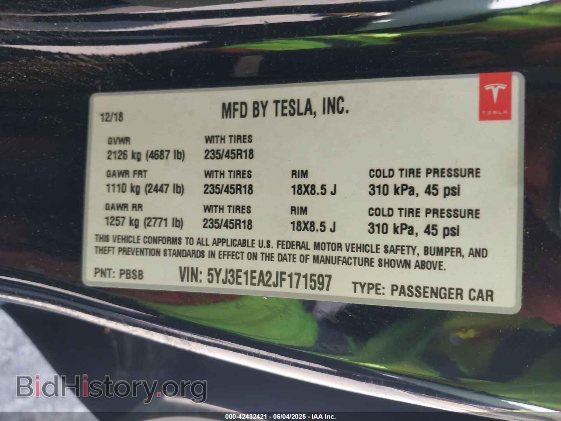 2018 TESLA MODEL 3 - VIN: 5YJ3E1EA2JF171597 - Photo 9