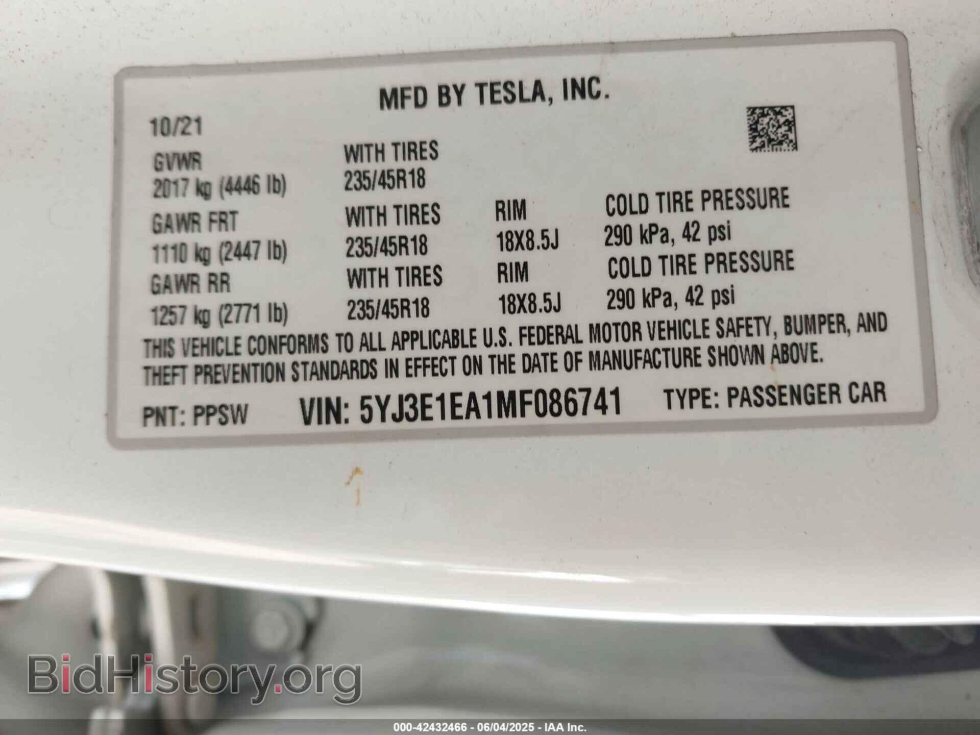 2021 TESLA MODEL 3 - VIN: 5YJ3E1EA1MF086741 - Photo 9