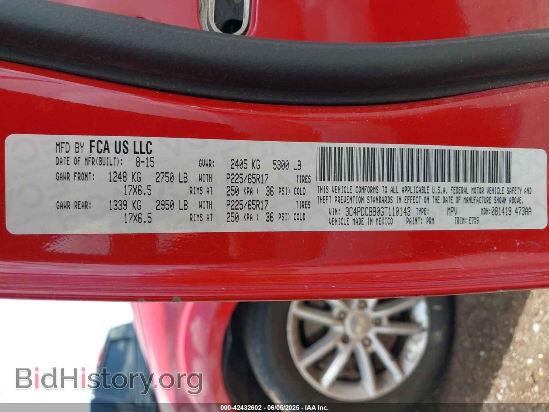 2016 DODGE JOURNEY - VIN: 3C4PDCBB0GT110143 - Фото 9