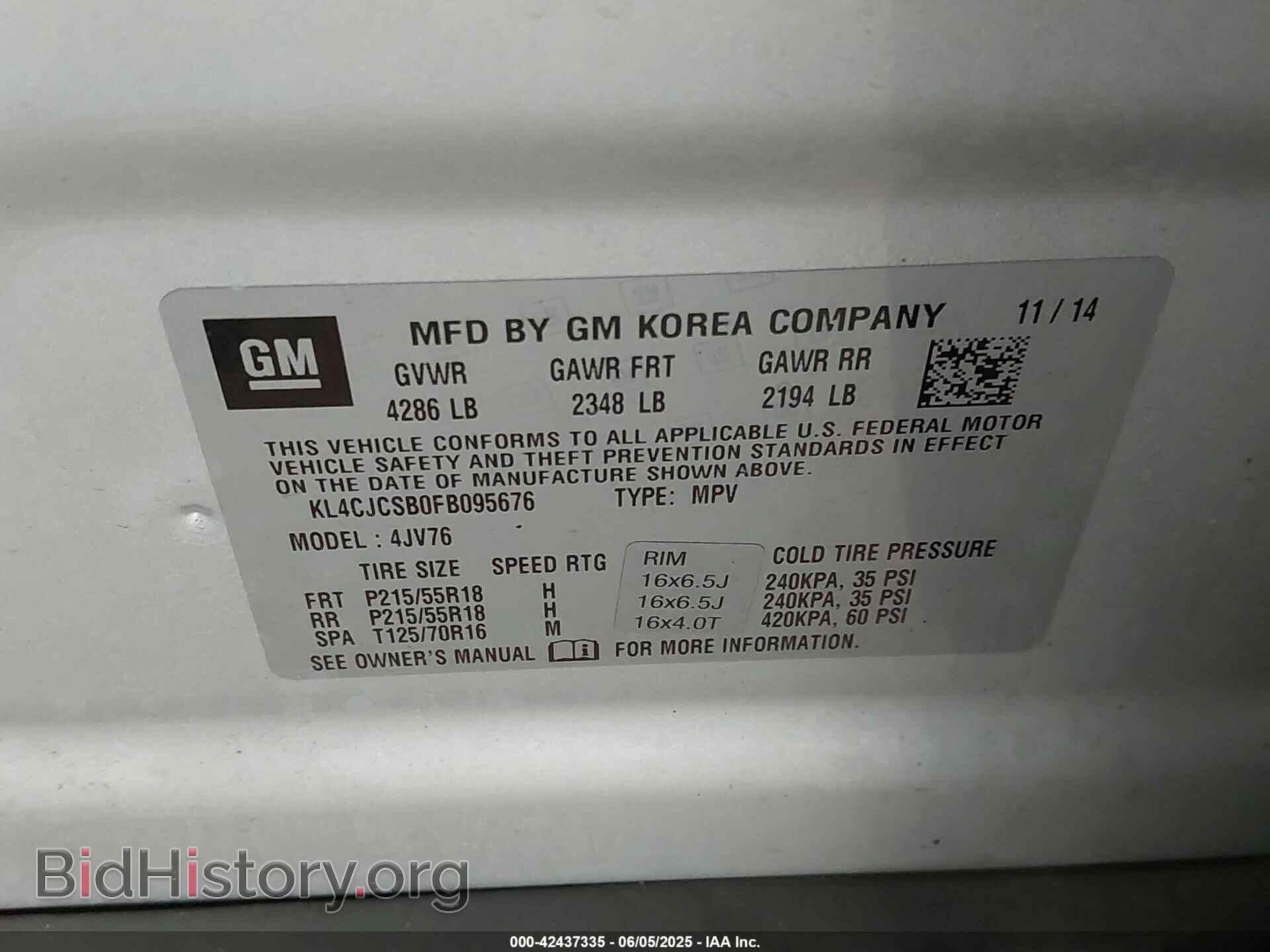 2015 BUICK ENCORE - VIN: KL4CJCSB0FB095676 - Фото 9
