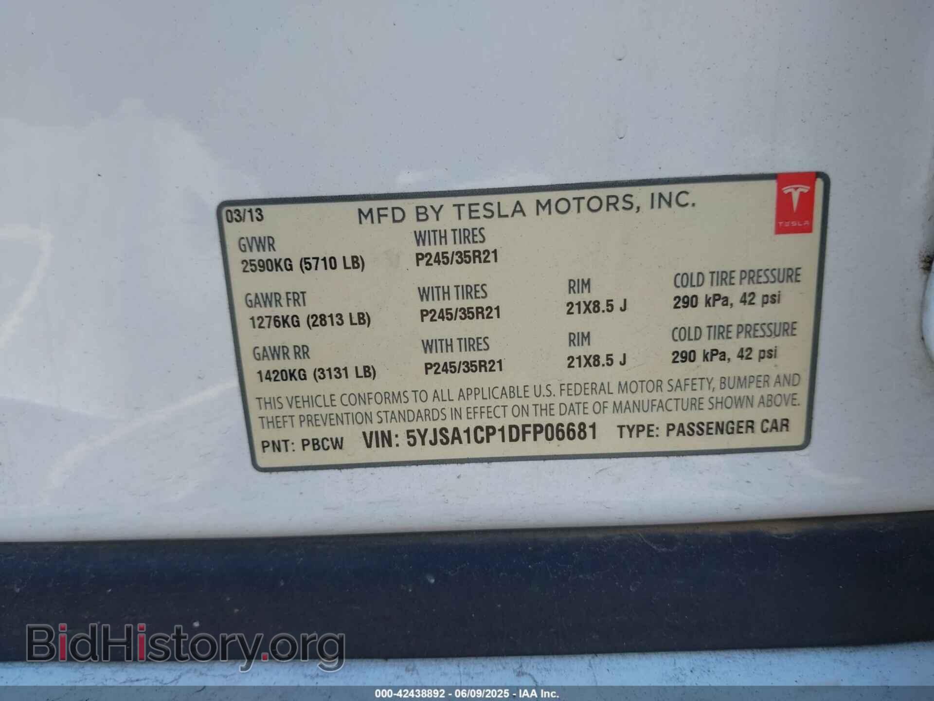 2013 TESLA MODEL S - VIN: 5YJSA1CP1DFP06681 - Photo 9