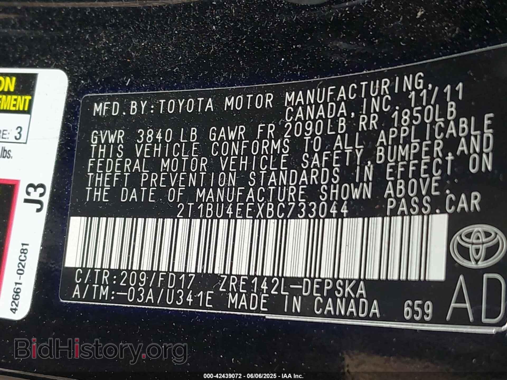 2011 TOYOTA COROLLA - VIN: 2T1BU4EEXBC733044 - Фото 9