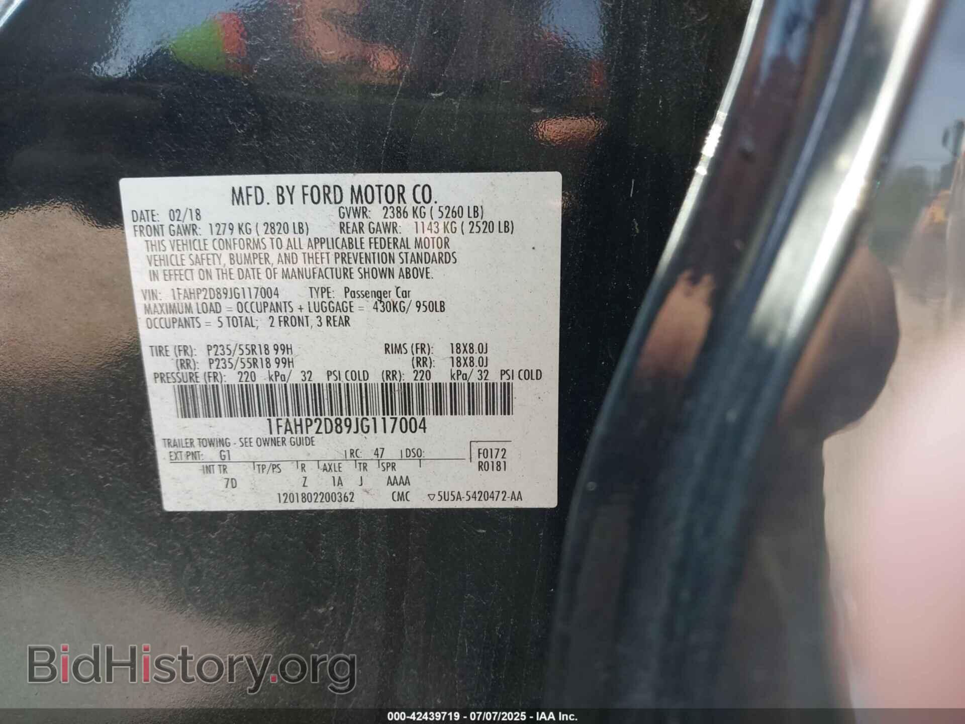 2018 FORD TAURUS - VIN: 1FAHP2D89JG117004 - Фото 9