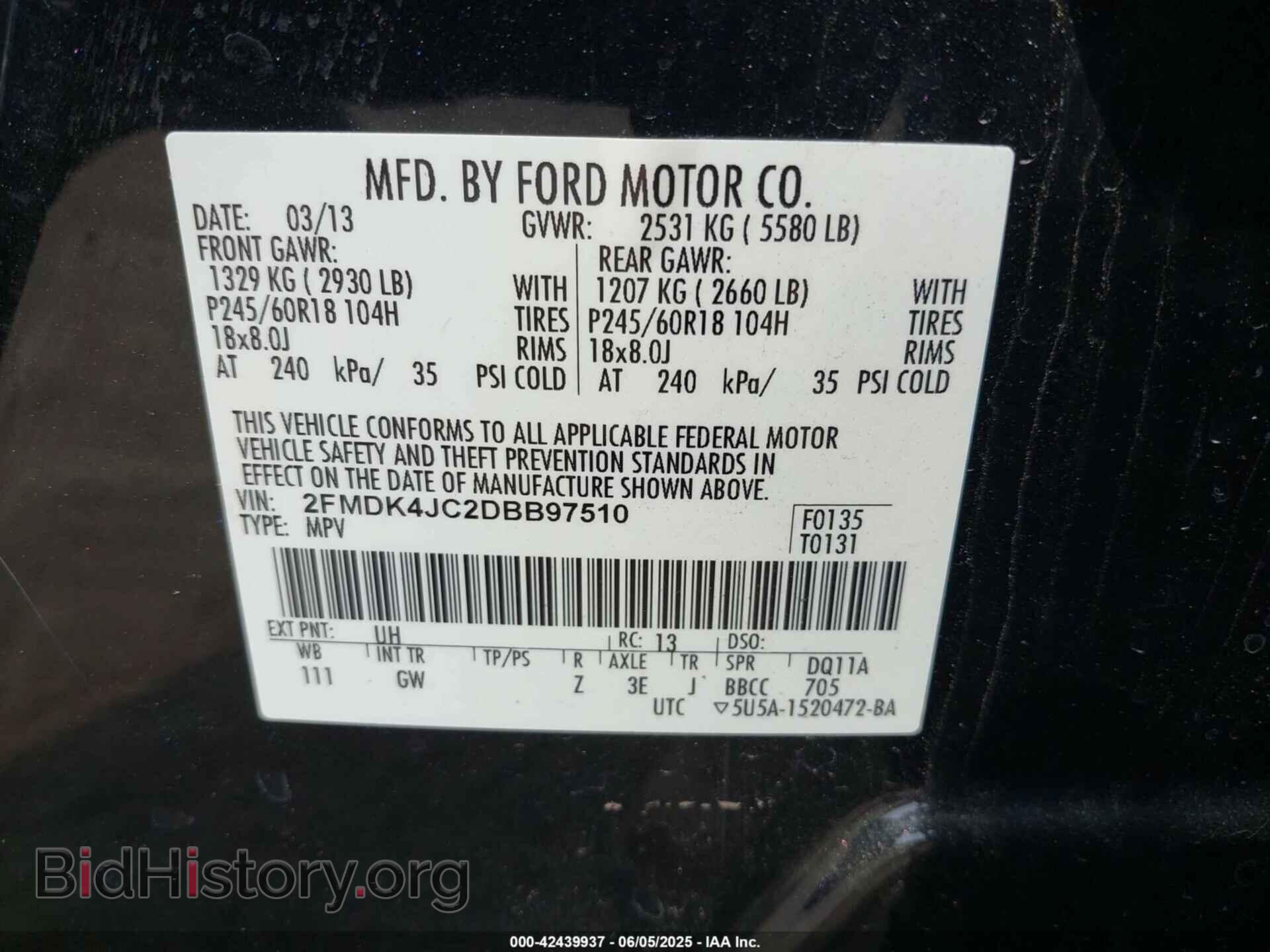 2013 FORD EDGE - VIN: 2FMDK4JC2DBB97510 - Photo 9