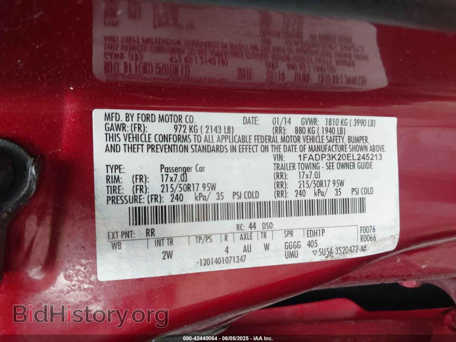 2014 FORD FOCUS - VIN: 1FADP3K20EL245213 - Фото 9