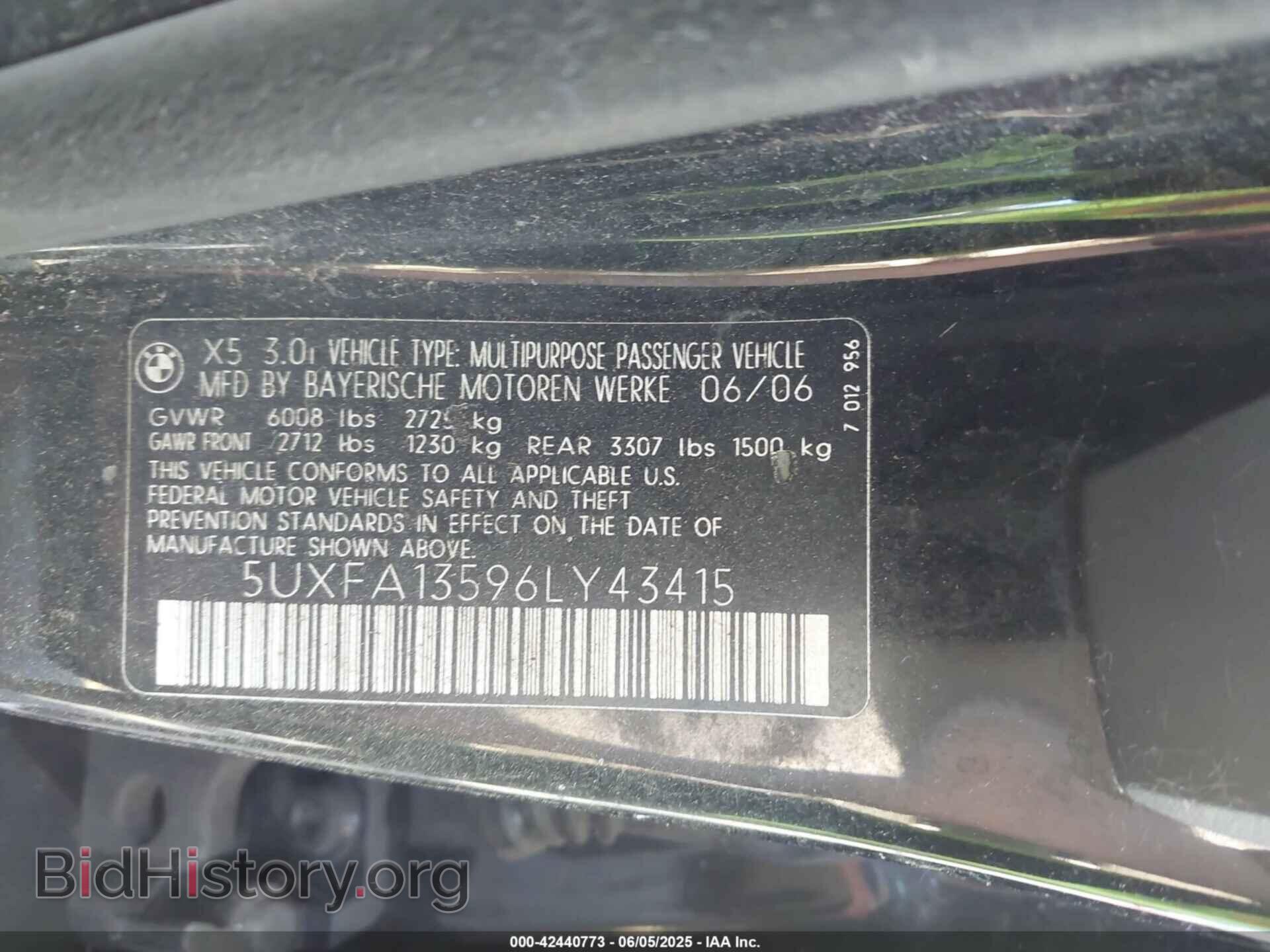 2006 BMW X5 - VIN: 5UXFA13596LY43415 - Фото 9
