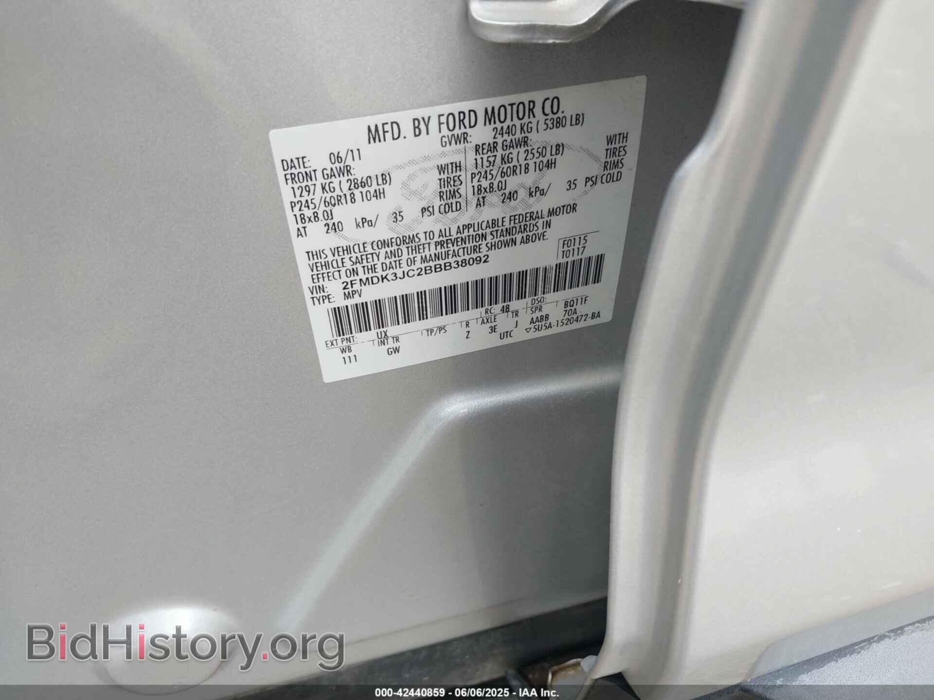 2011 FORD EDGE - VIN: 2FMDK3JC2BBB38092 - Photo 9