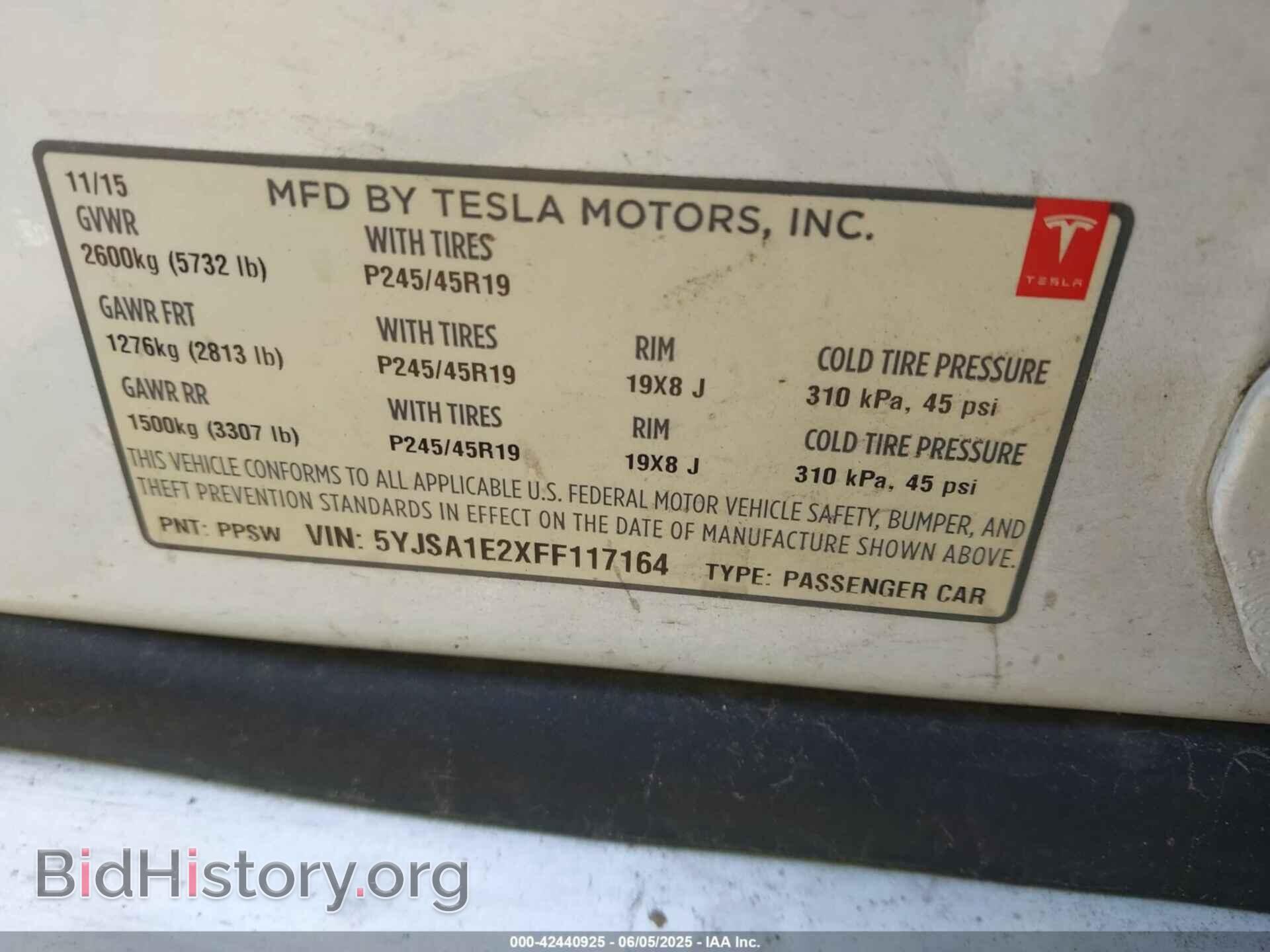 2015 TESLA MODEL S - VIN: 5YJSA1E2XFF117164 - Photo 9