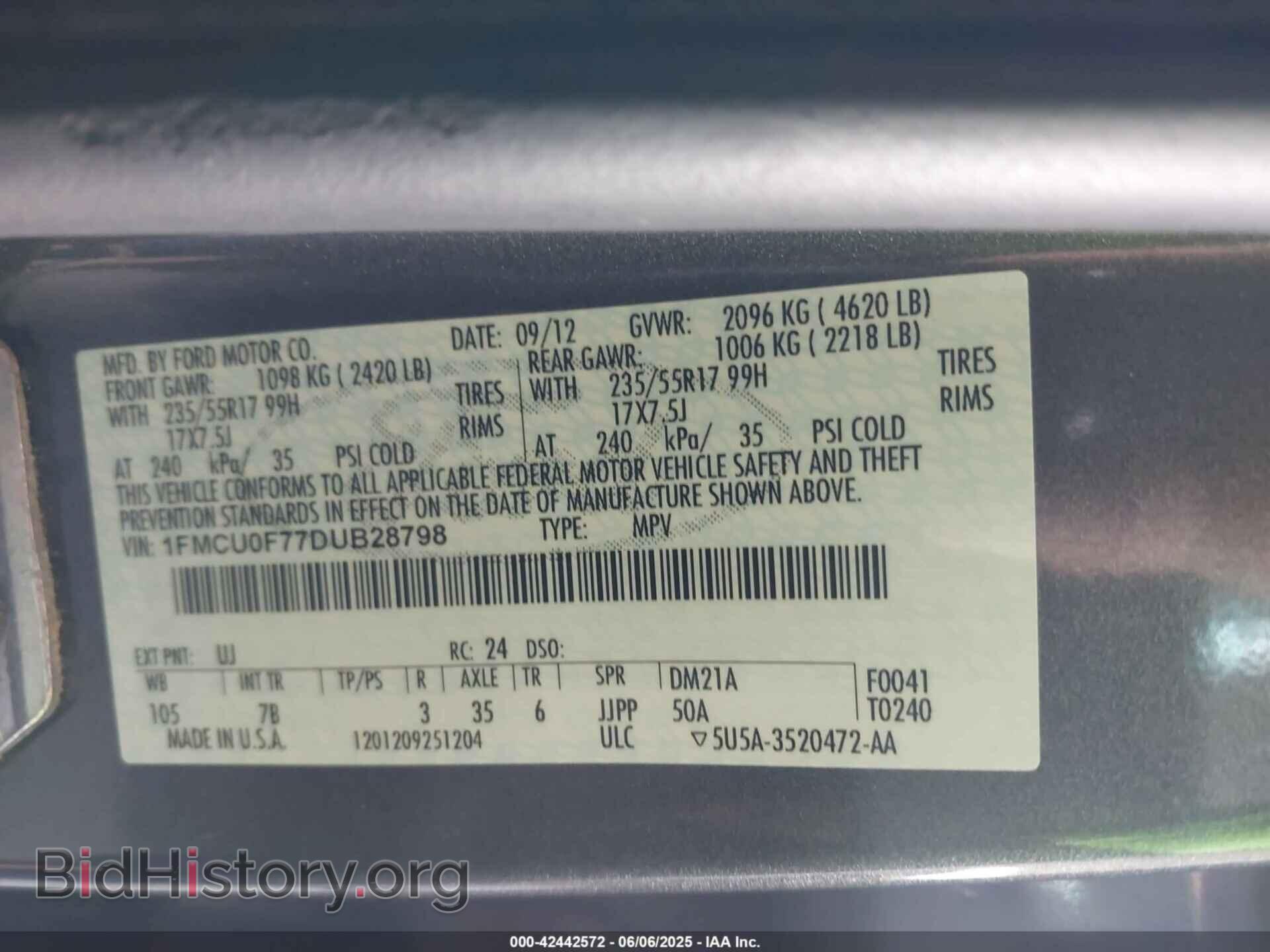 2013 FORD ESCAPE - VIN: 1FMCU0F77DUB28798 - Фото 9