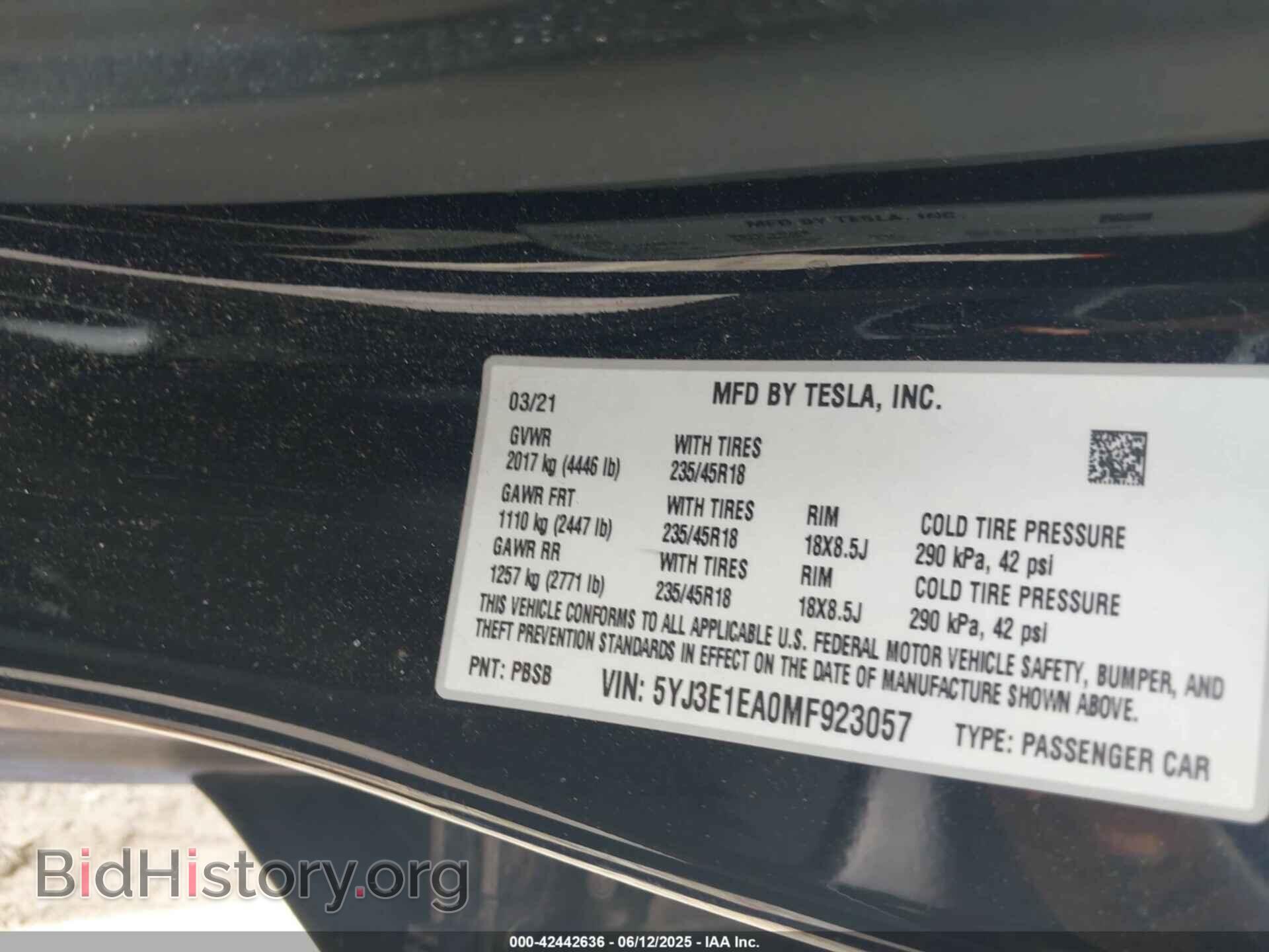 2021 TESLA MODEL 3 - VIN: 5YJ3E1EA0MF923057 - Фото 9