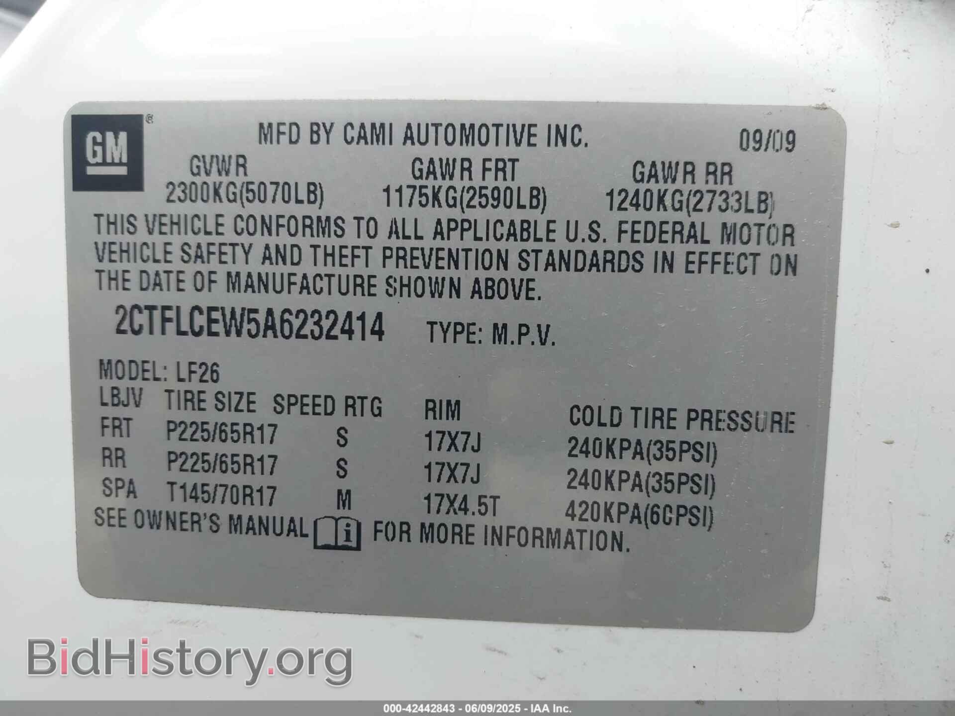 2010 GMC TERRAIN - VIN: 2CTFLCEW5A6232414 - Photo 9