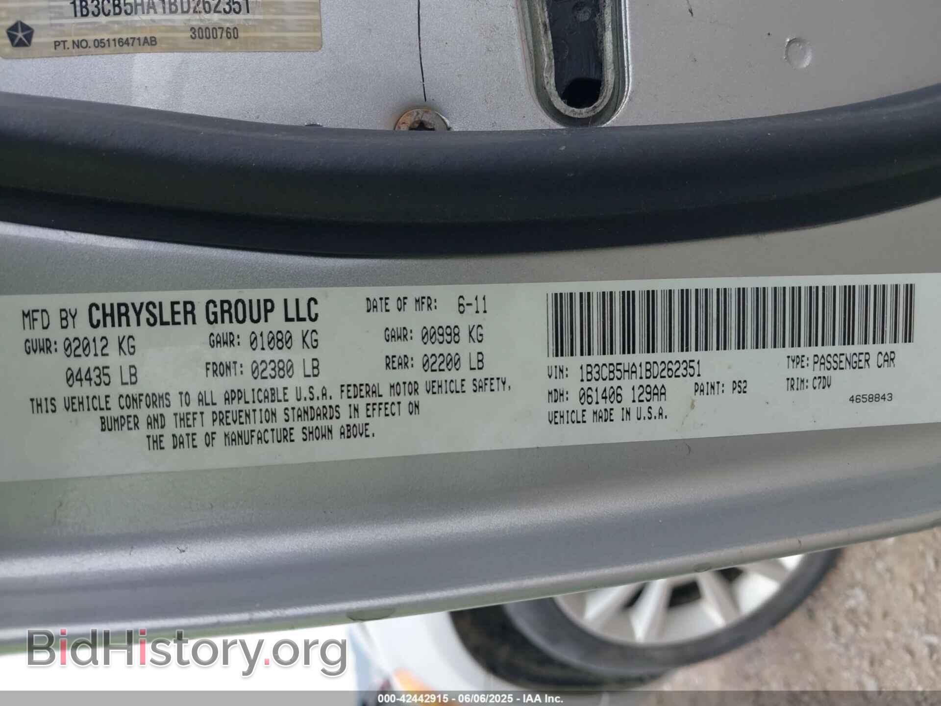 2011 DODGE CALIBER - VIN: 1B3CB5HA1BD262351 - Фото 9
