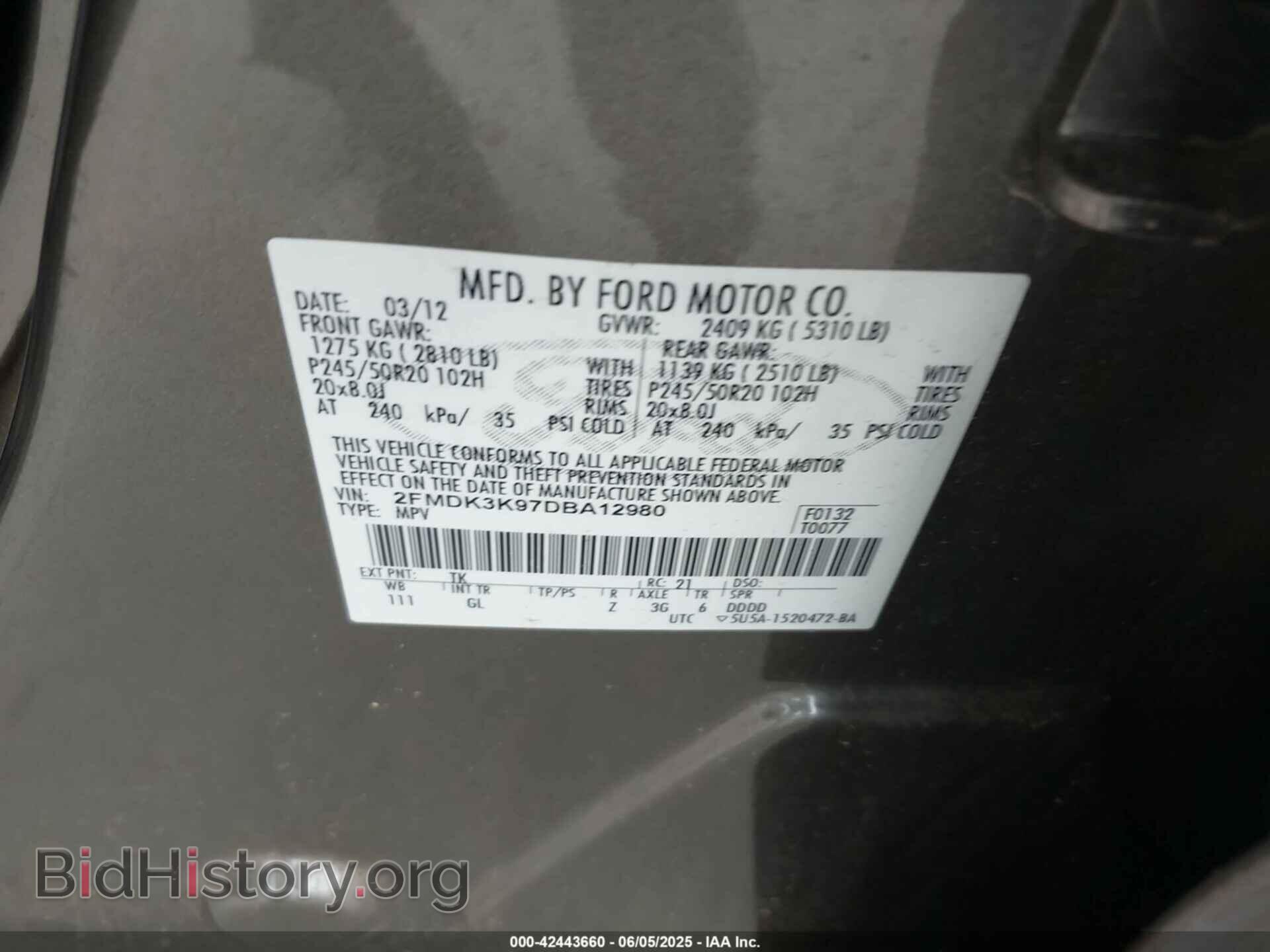 2013 FORD EDGE - VIN: 2FMDK3K97DBA12980 - Photo 9