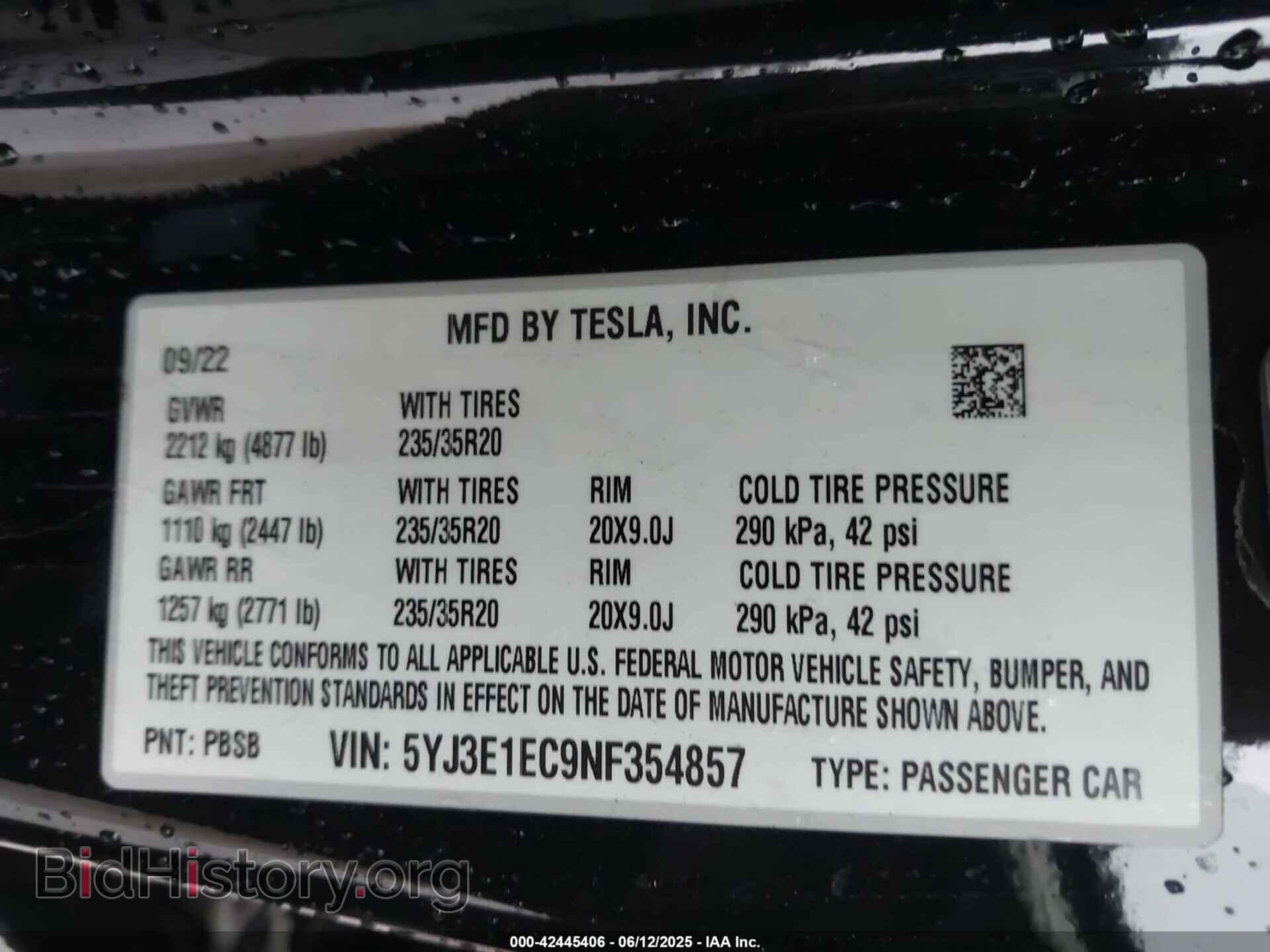 2022 TESLA MODEL 3 - VIN: 5YJ3E1EC9NF354857 - Фото 9