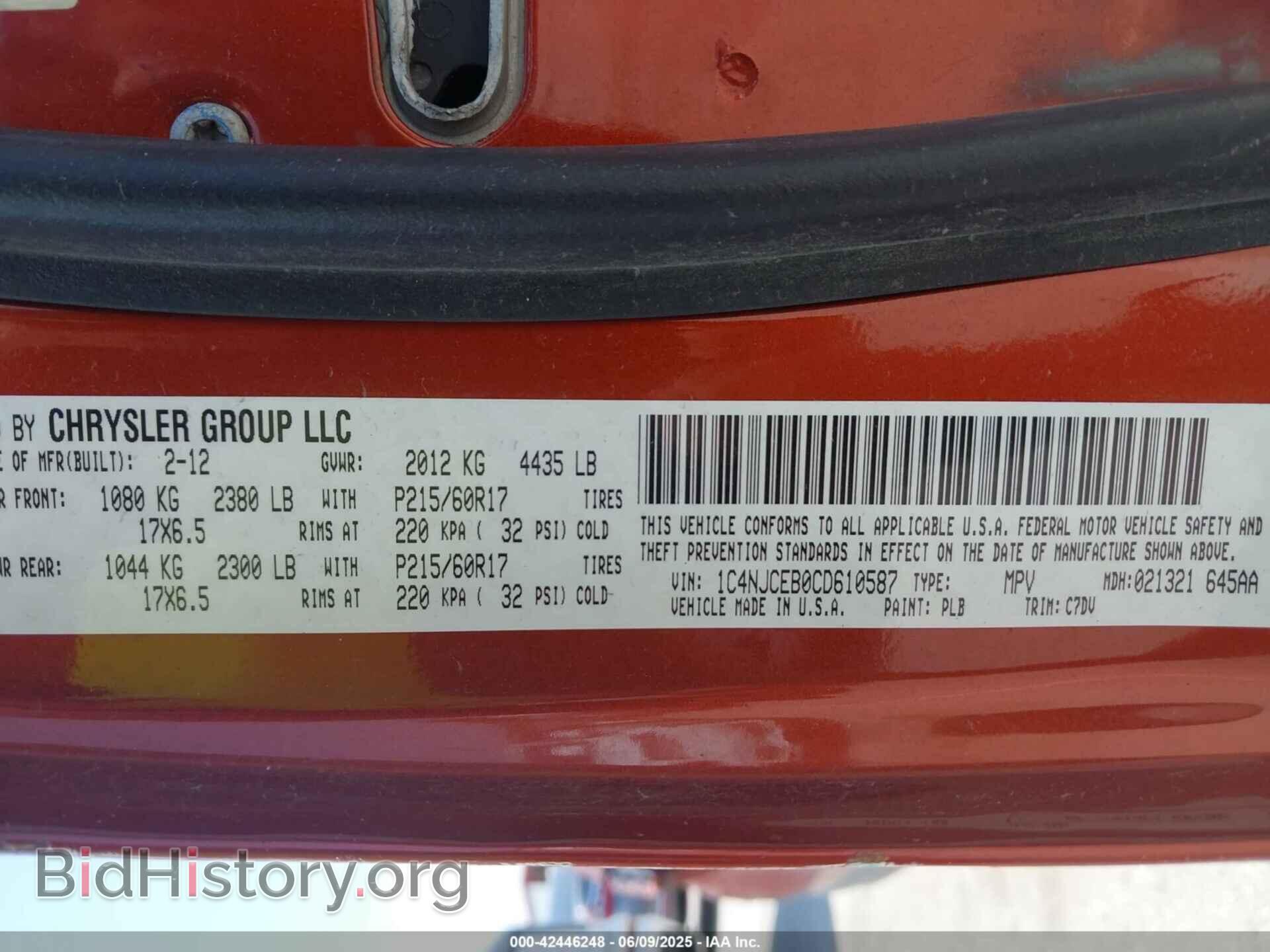 2012 JEEP COMPASS - VIN: 1C4NJCEB0CD610587 - Photo 9