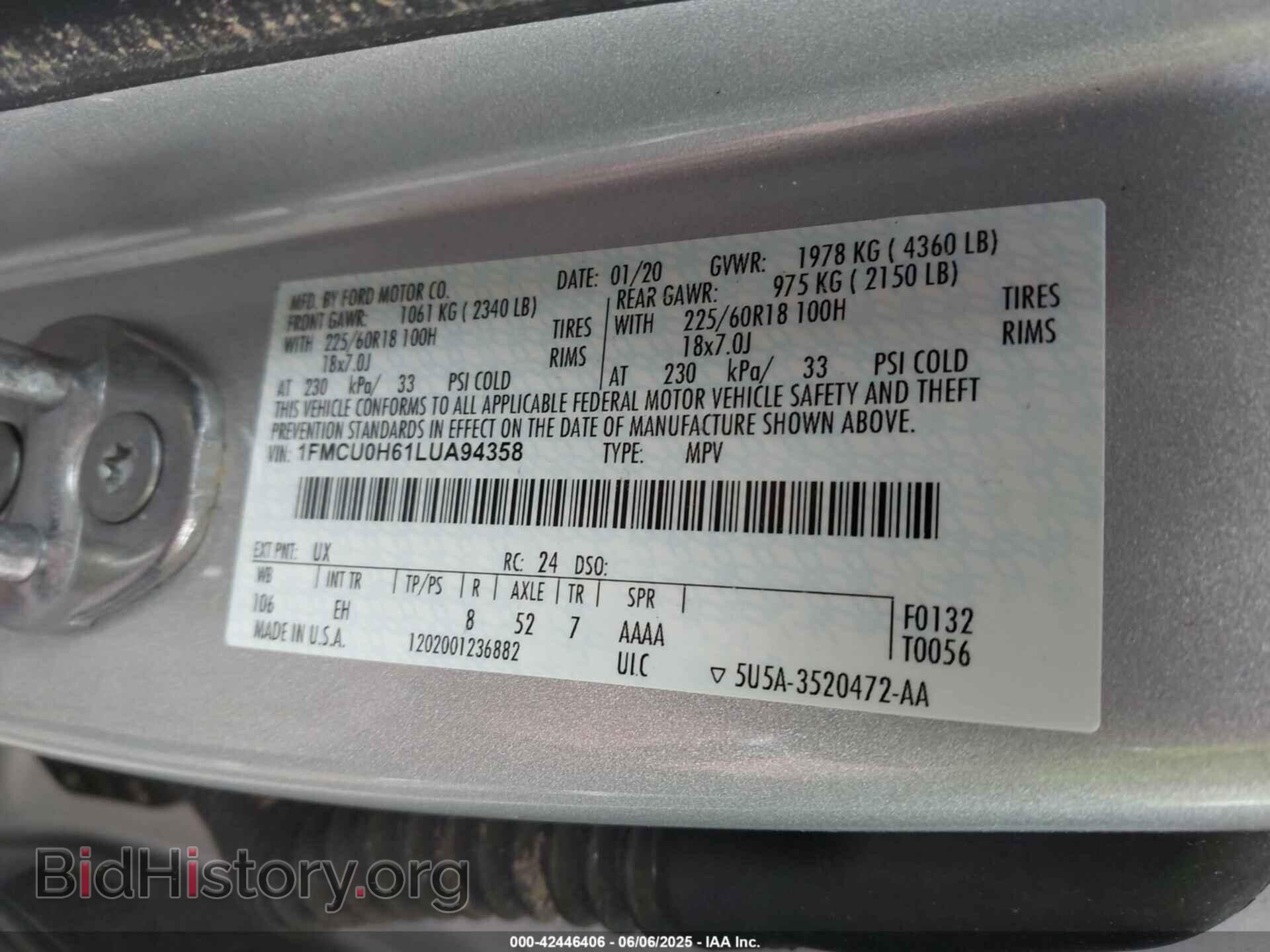 2020 FORD ESCAPE - VIN: 1FMCU0H61LUA94358 - Photo 9