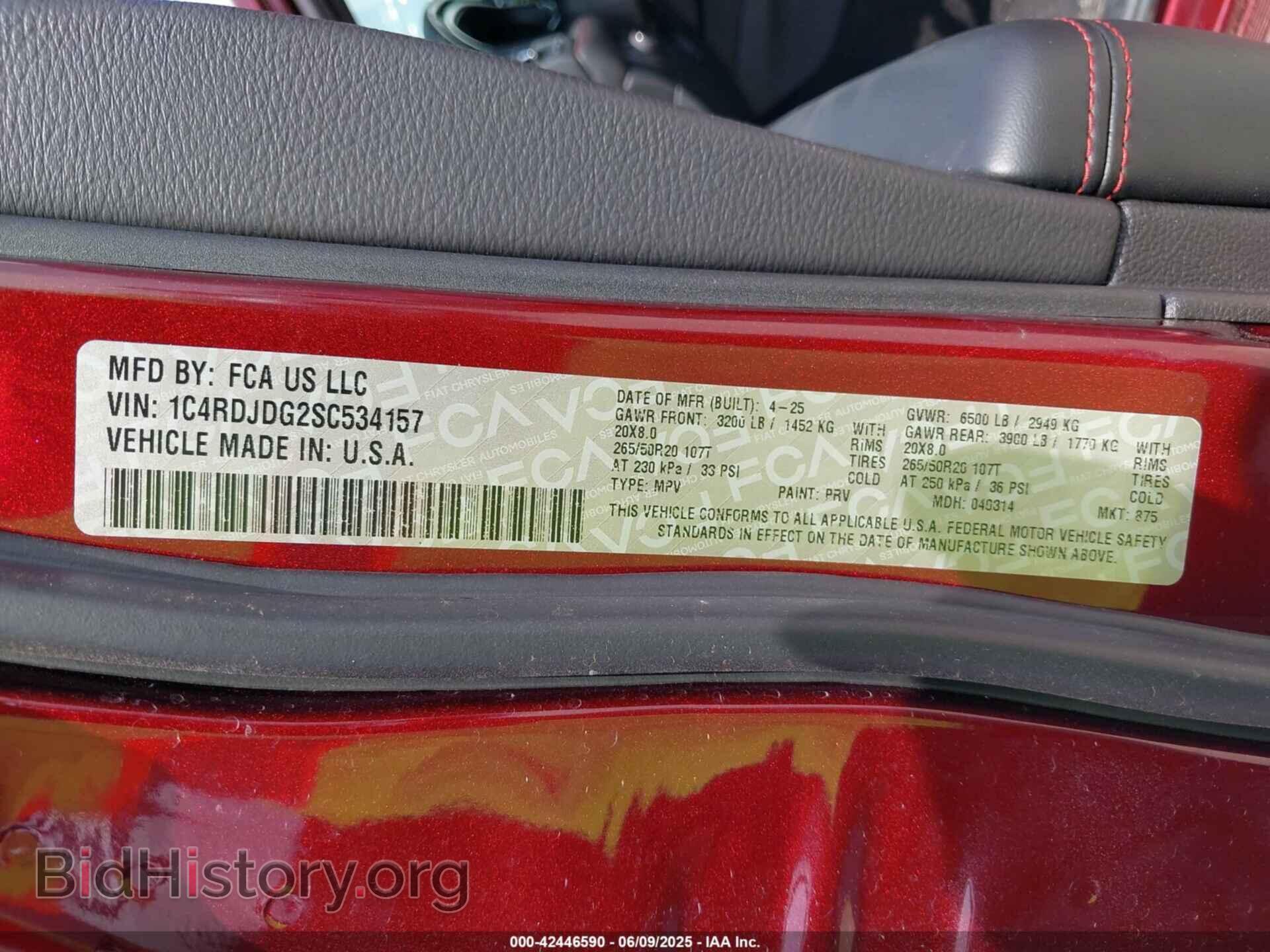 2025 DODGE DURANGO - VIN: 1C4RDJDG2SC534157 - Фото 9