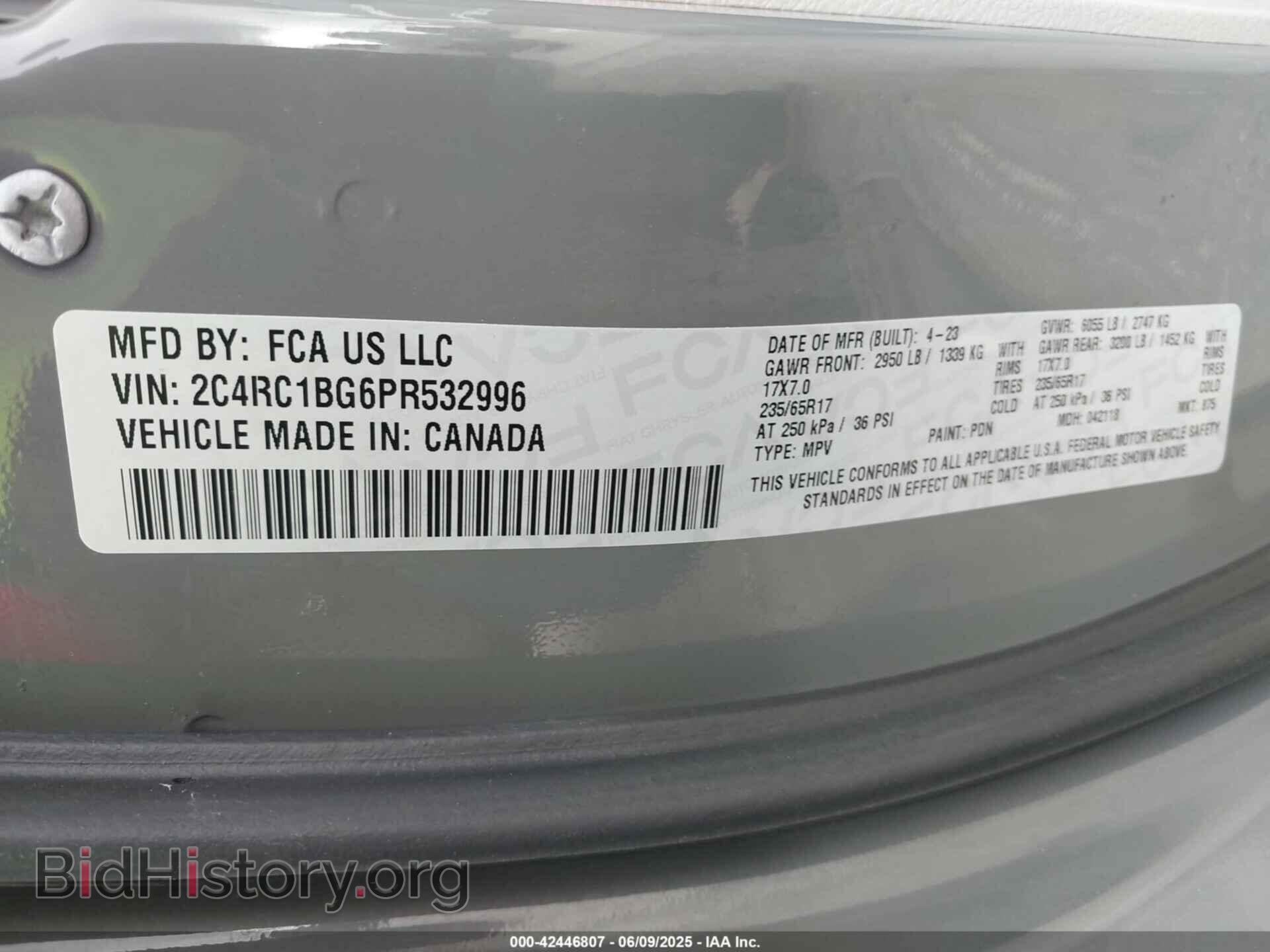 2023 CHRYSLER PACIFICA - VIN: 2C4RC1BG6PR532996 - Фото 9