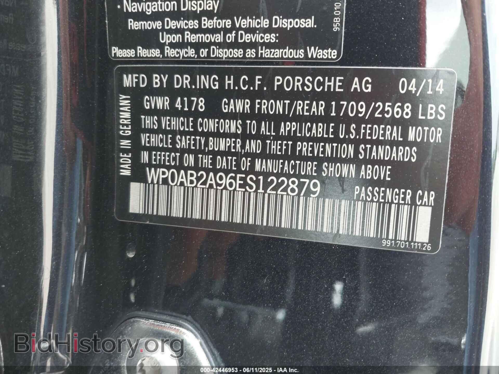 2014 PORSCHE 911 - VIN: WP0AB2A96ES122879 - Фото 9