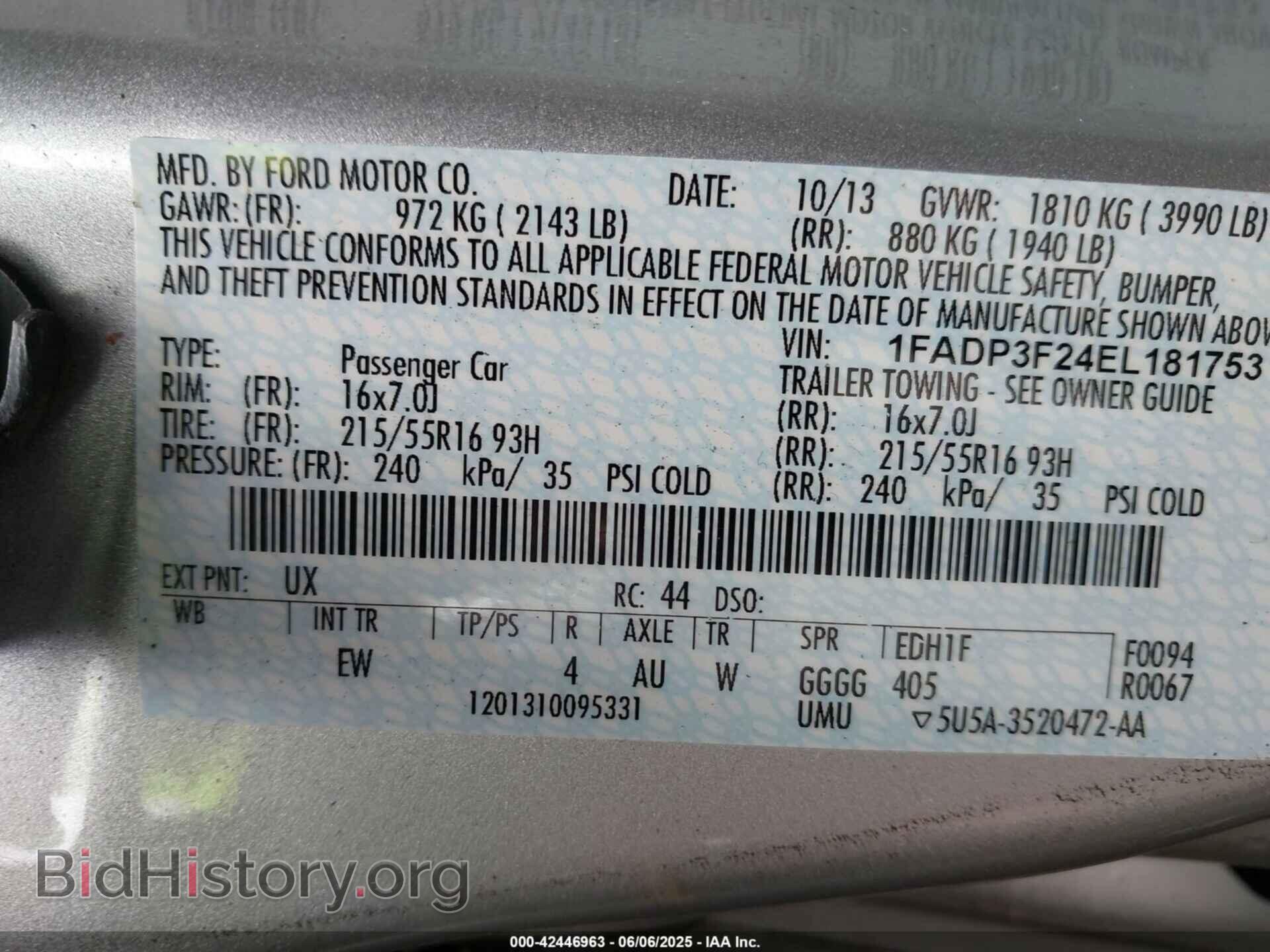 2014 FORD FOCUS - VIN: 1FADP3F24EL181753 - Фото 9