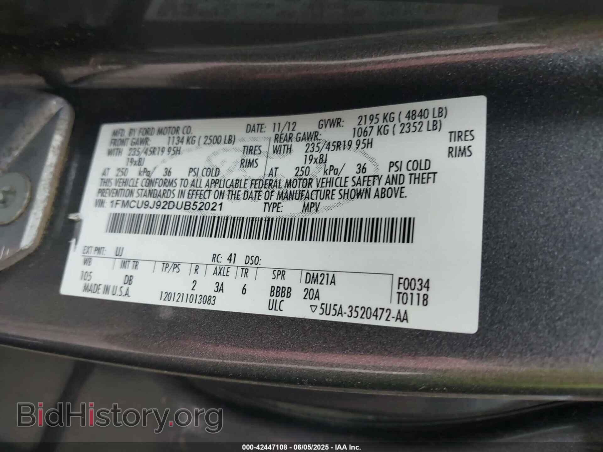2013 FORD ESCAPE - VIN: 1FMCU9J92DUB52021 - Photo 9