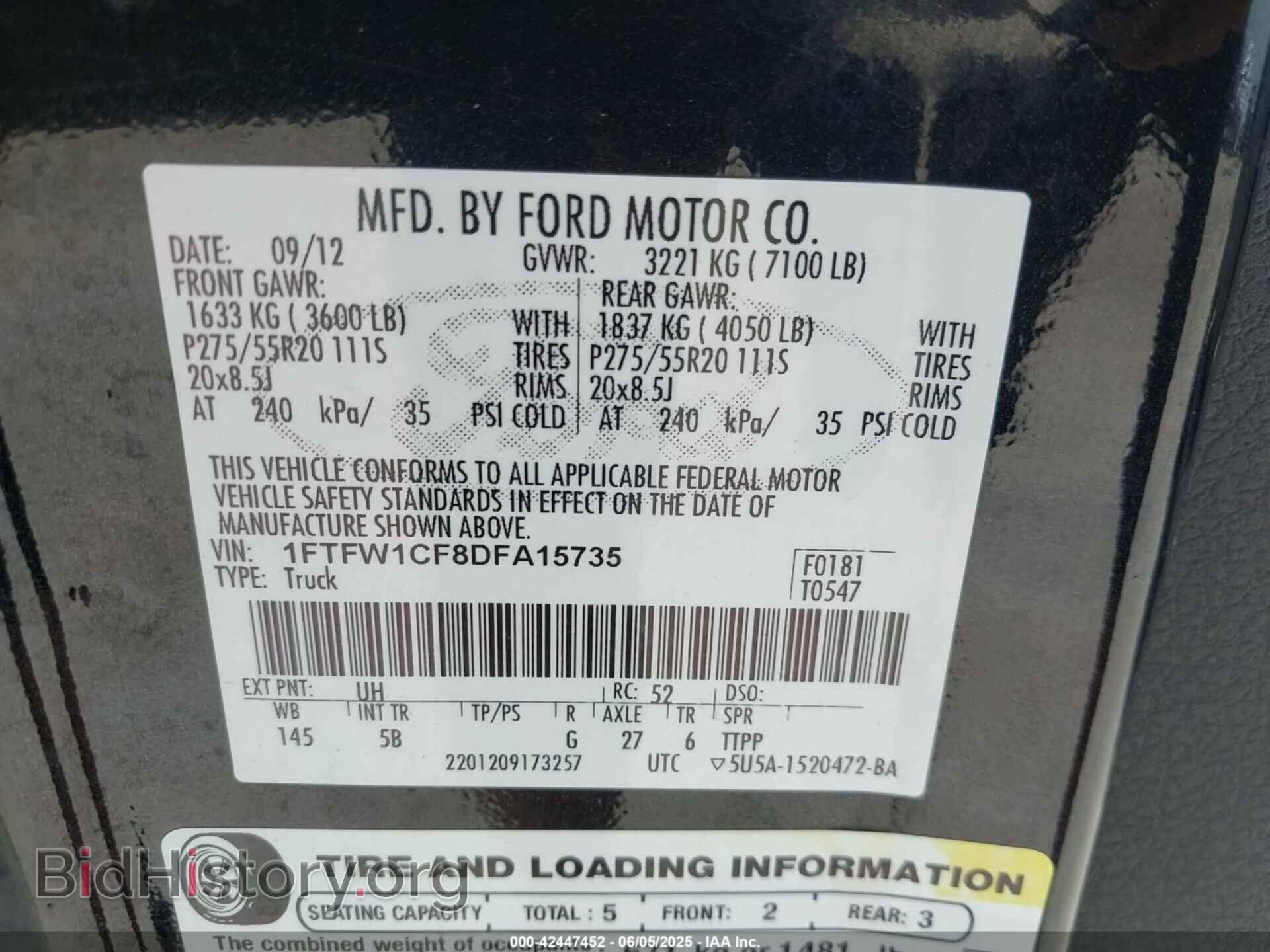 2013 FORD F-150 - VIN: 1FTFW1CF8DFA15735 - Фото 9