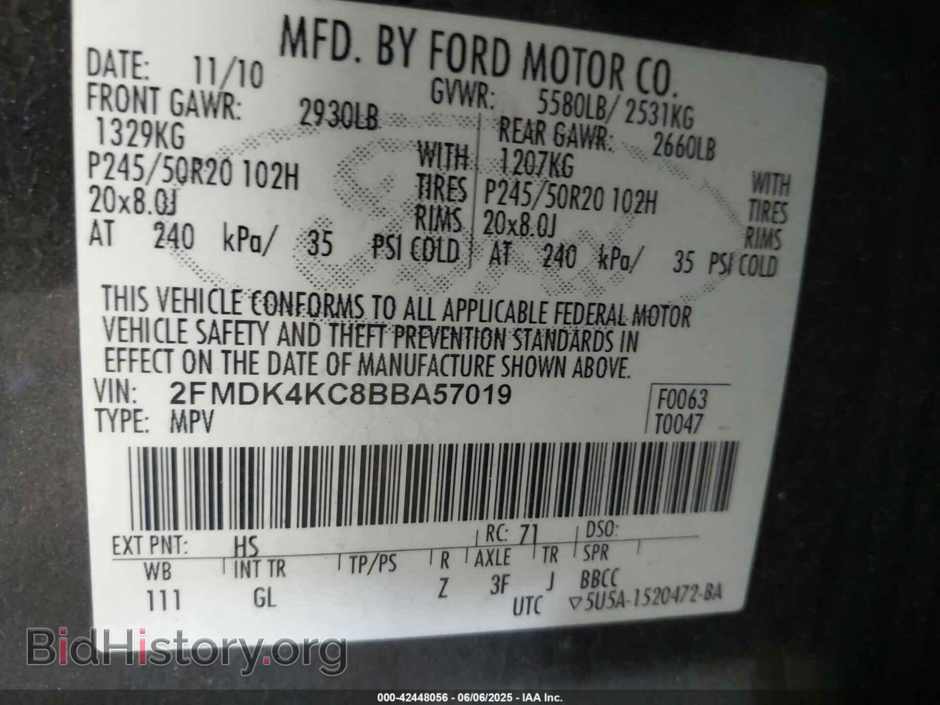 2011 FORD EDGE - VIN: 2FMDK4KC8BBA57019 - Photo 9