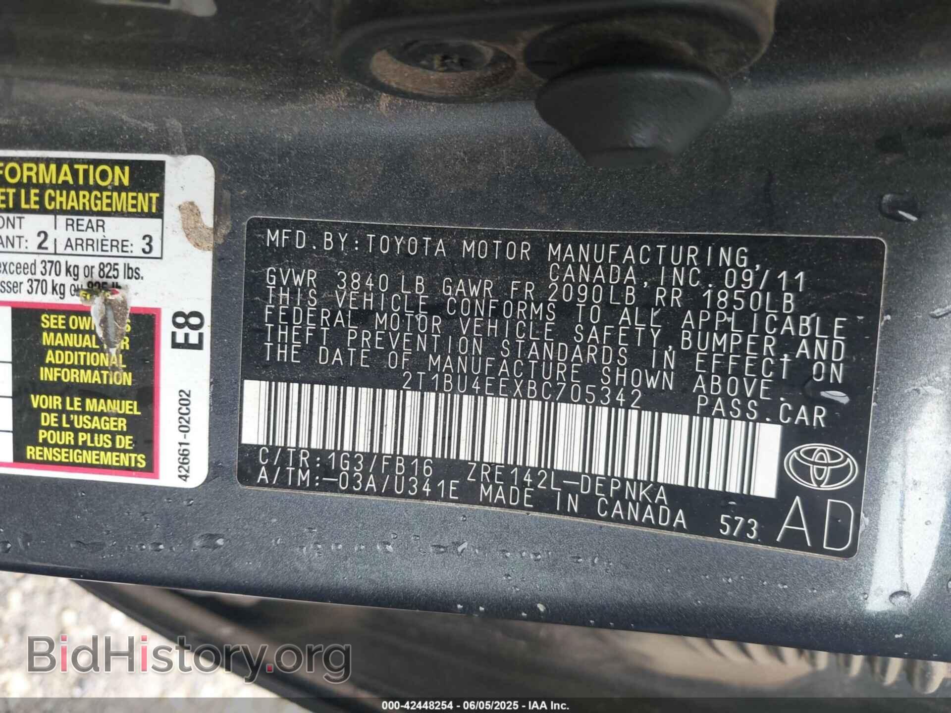 2011 TOYOTA COROLLA - VIN: 2T1BU4EEXBC705342 - Фото 9