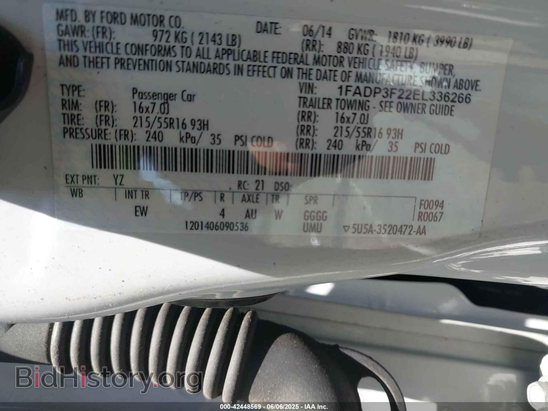 2014 FORD FOCUS - VIN: 1FADP3F22EL336266 - Фото 9