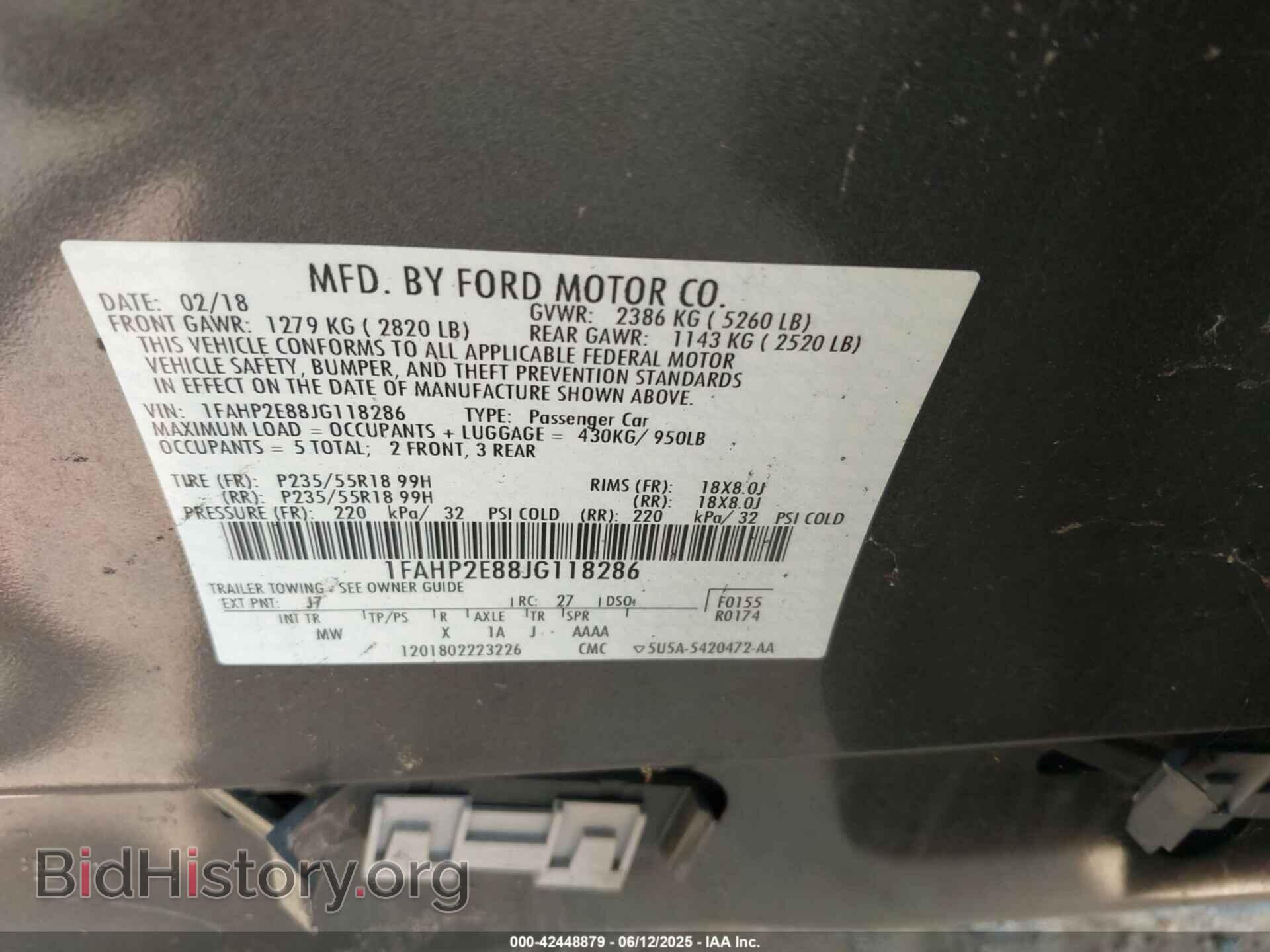 2018 FORD TAURUS - VIN: 1FAHP2E88JG118286 - Photo 9