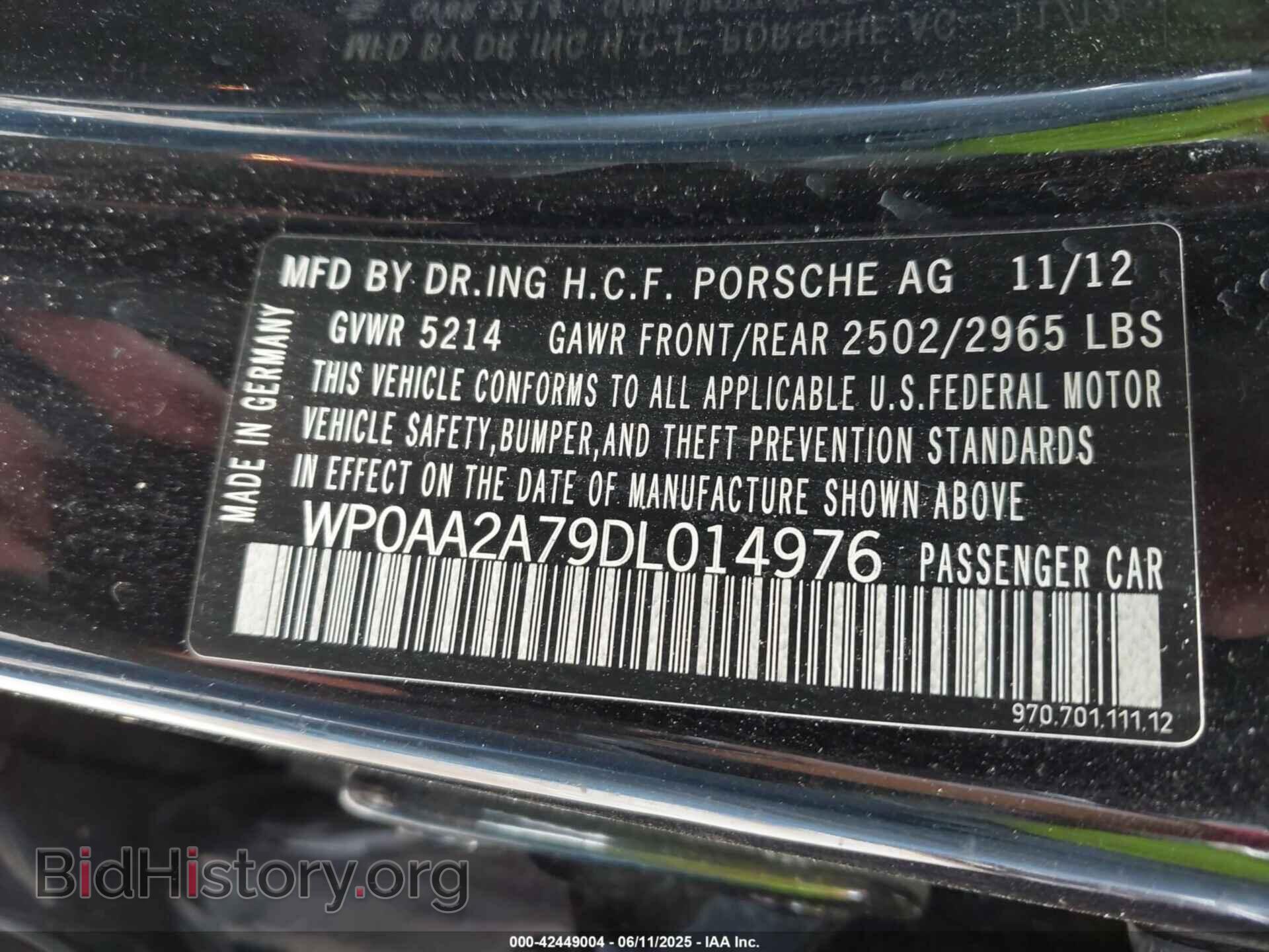 2013 PORSCHE PANAMERA - VIN: WP0AA2A79DL014976 - Фото 9