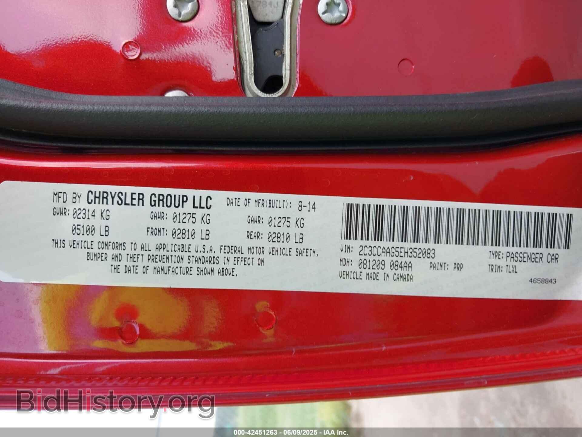 2014 CHRYSLER 300 - VIN: 2C3CCAAG5EH352083 - Фото 9