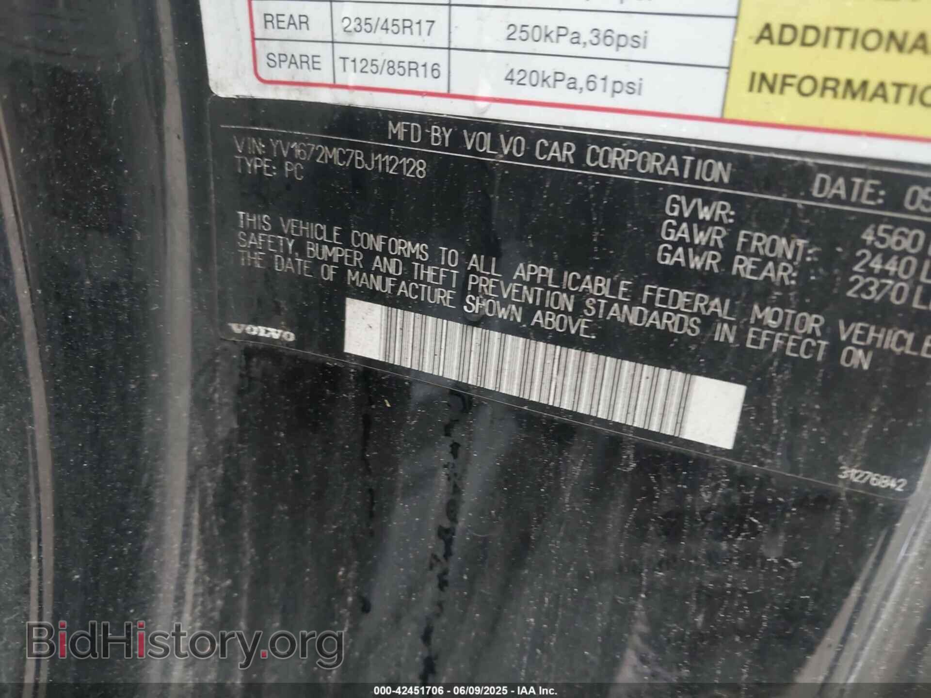 2011 VOLVO C70 - VIN: YV1672MC7BJ112128 - Фото 9