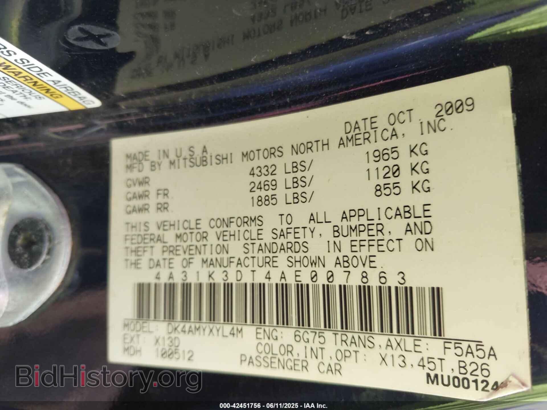 2010 MITSUBISHI ECLIPSE - VIN: 4A31K3DT4AE007863 - Photo 9