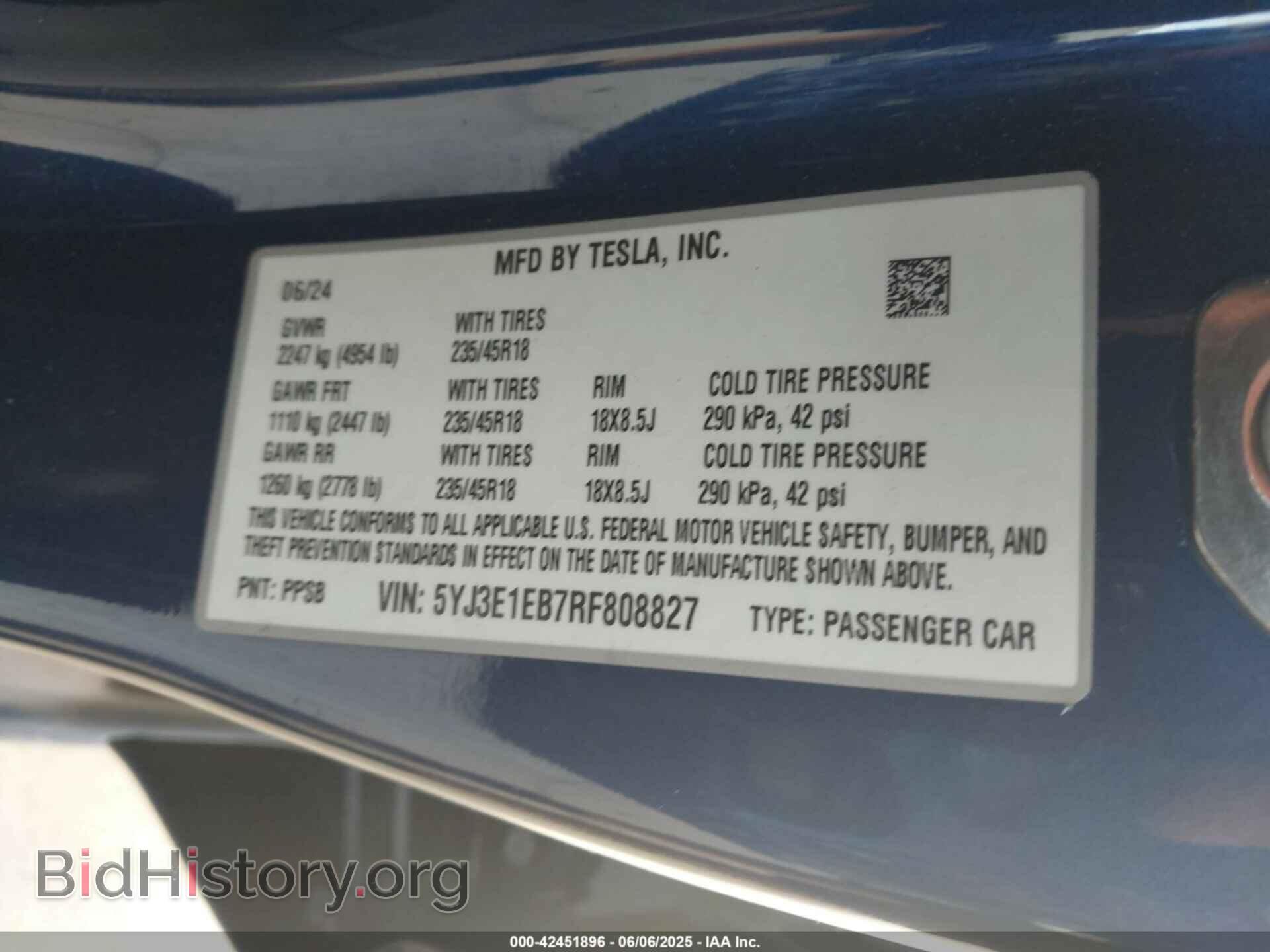 2024 TESLA MODEL 3 - VIN: 5YJ3E1EB7RF808827 - Фото 9