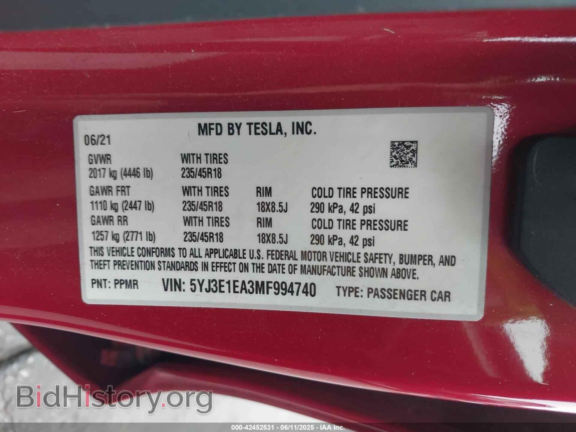 2021 TESLA MODEL 3 - VIN: 5YJ3E1EA3MF994740 - Photo 9