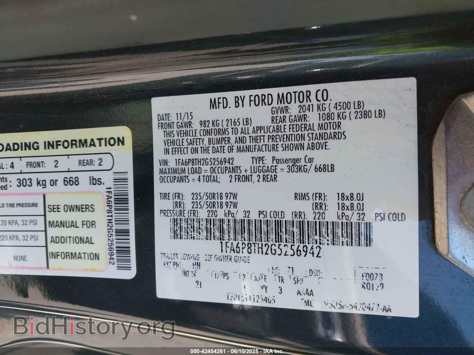 2016 FORD MUSTANG - VIN: 1FA6P8TH2G5256942 - Фото 9