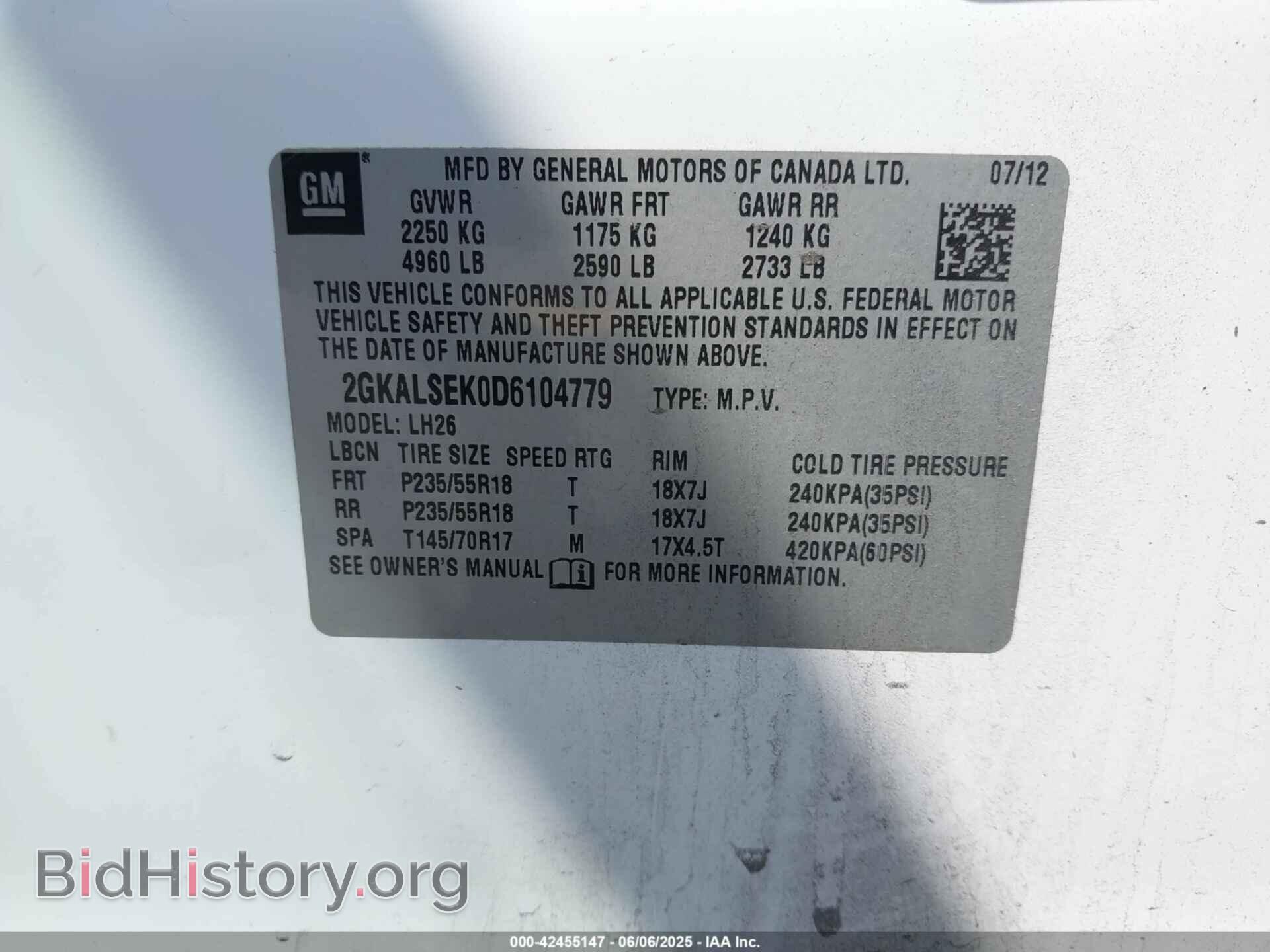 2013 GMC TERRAIN - VIN: 2GKALSEK0D6104779 - Photo 9