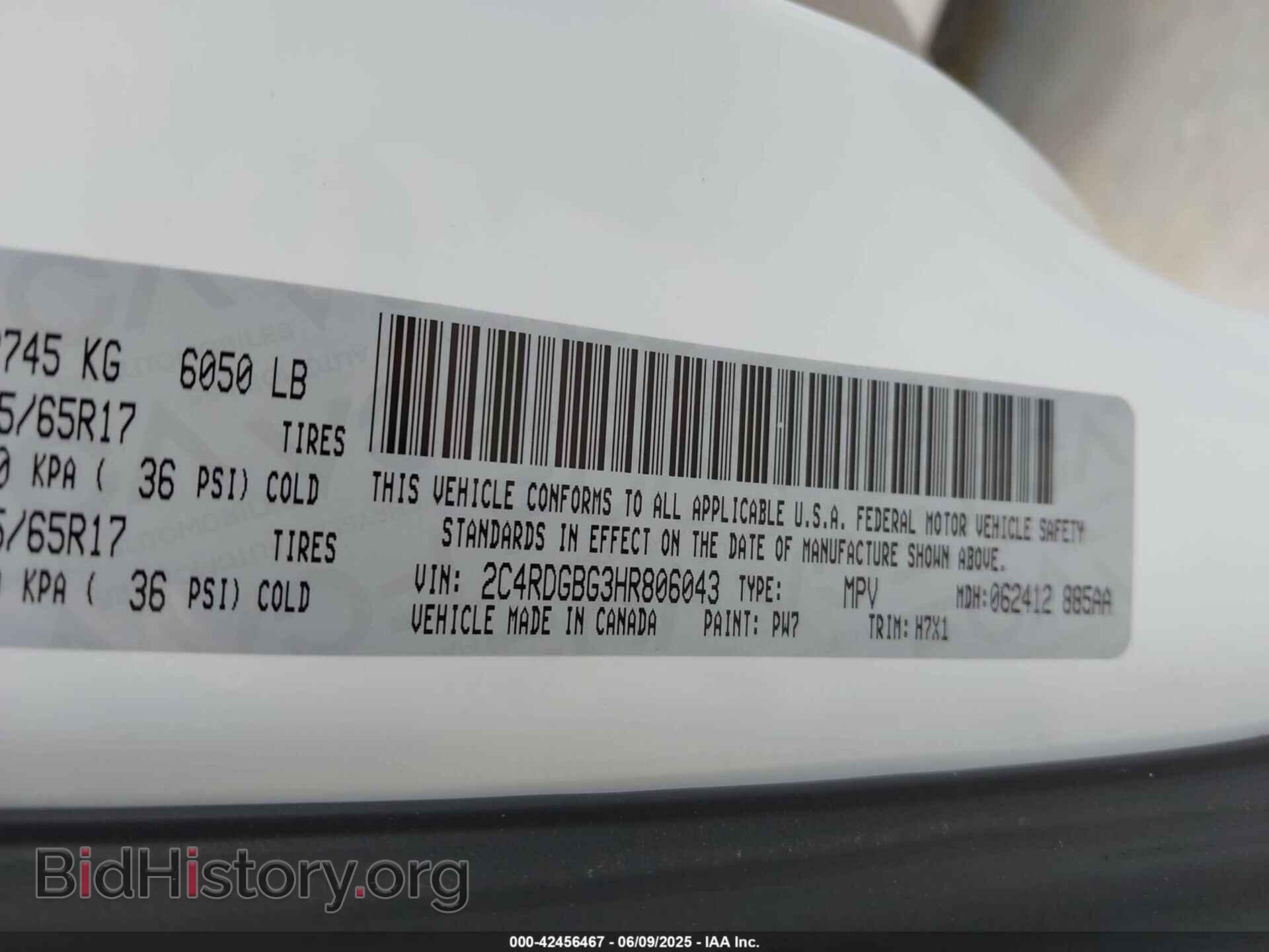 2017 DODGE GRAND CARAVAN - VIN: 2C4RDGBG3HR806043 - Фото 9