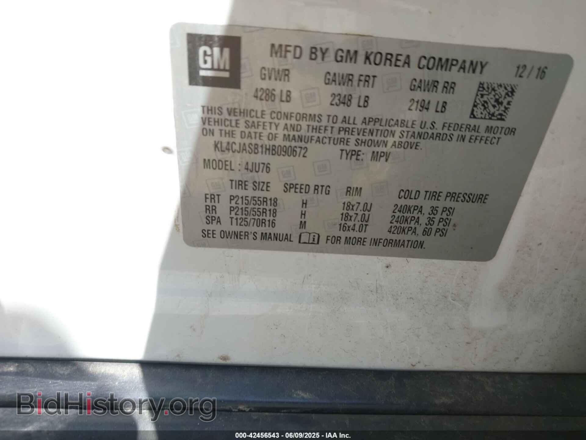 2017 BUICK ENCORE - VIN: KL4CJASB1HB090672 - Фото 9