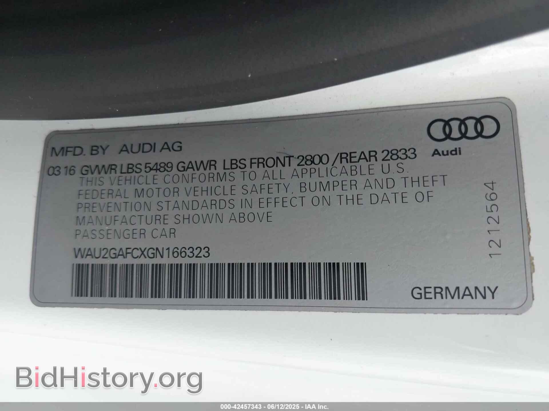 2016 AUDI A7 - VIN: WAU2GAFCXGN166323 - Фото 9