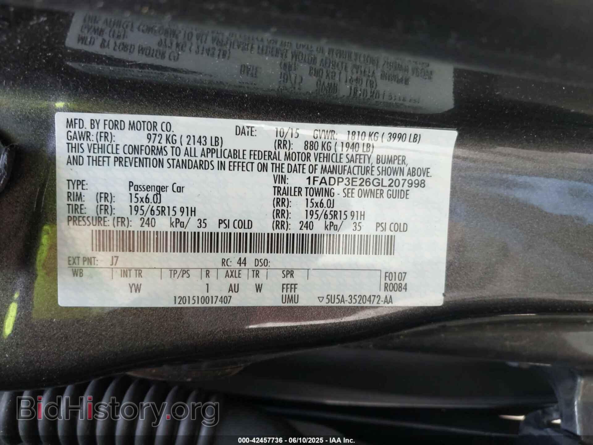 2016 FORD FOCUS - VIN: 1FADP3E26GL207998 - Фото 9
