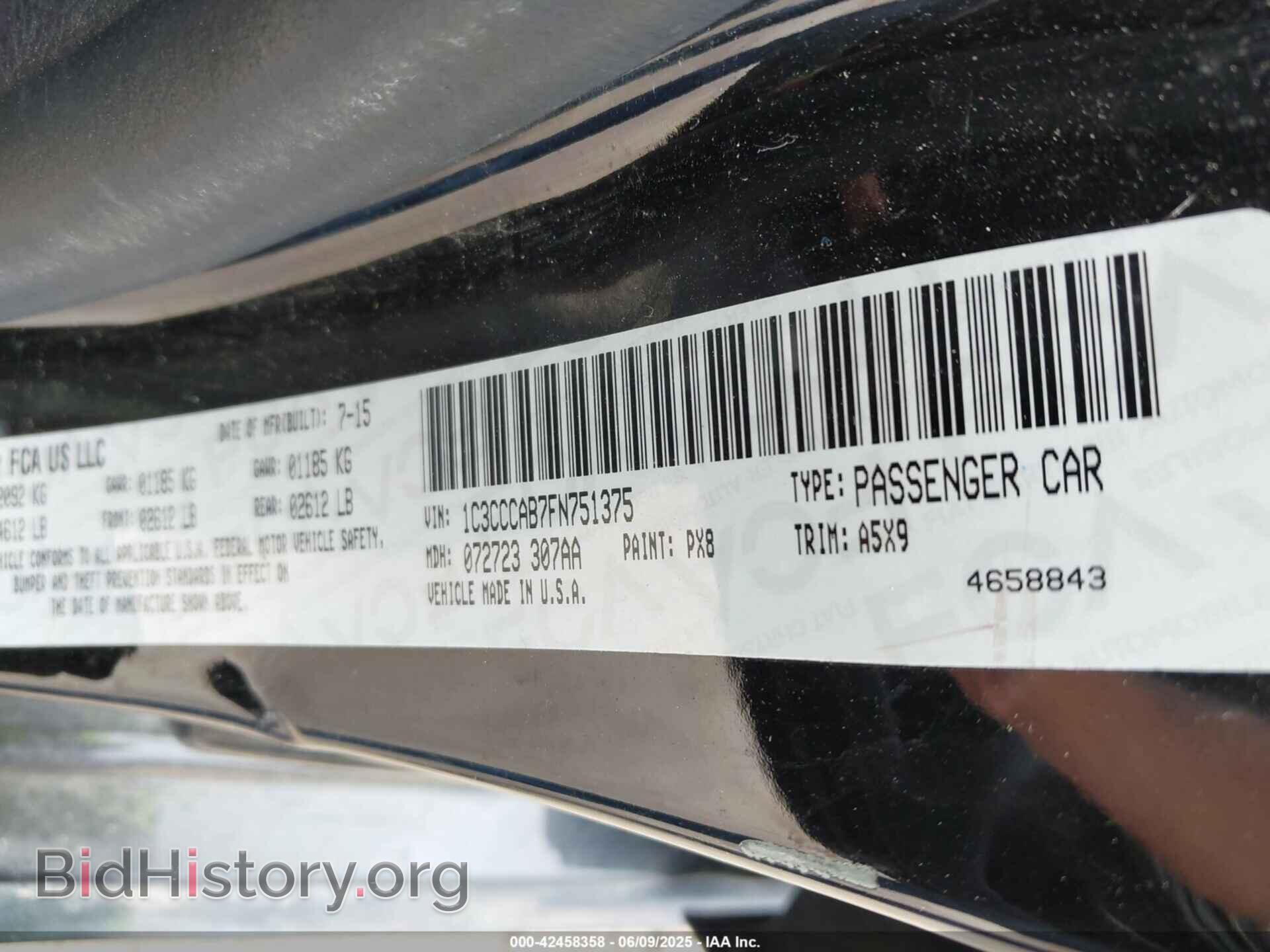 2015 CHRYSLER 200 - VIN: 1C3CCCAB7FN751375 - Фото 9