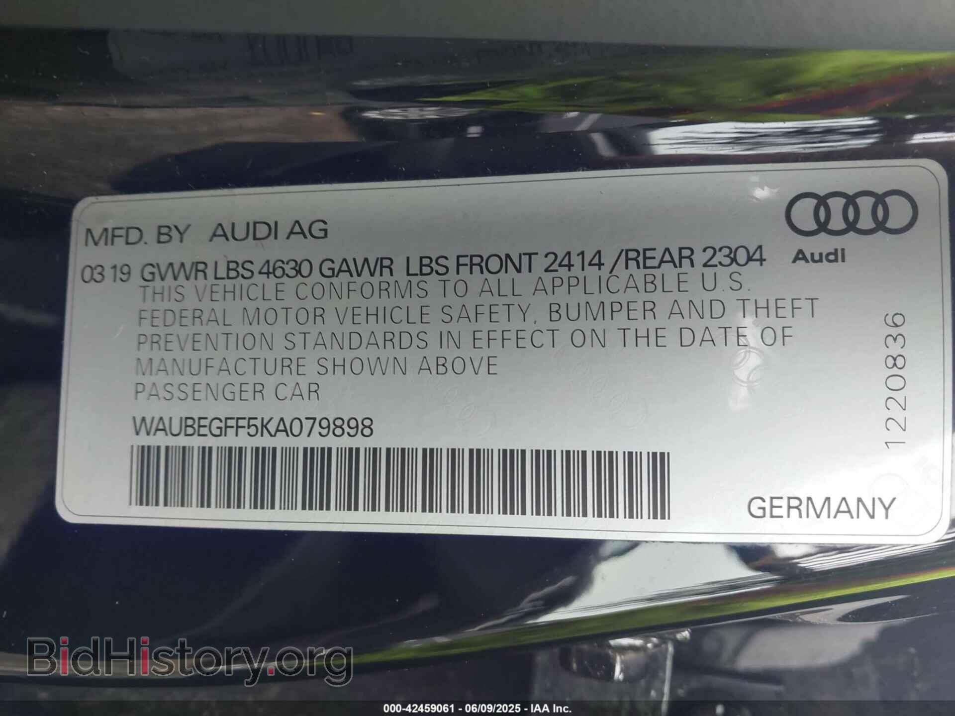 2019 AUDI A3 - VIN: WAUBEGFF5KA079898 - Фото 9