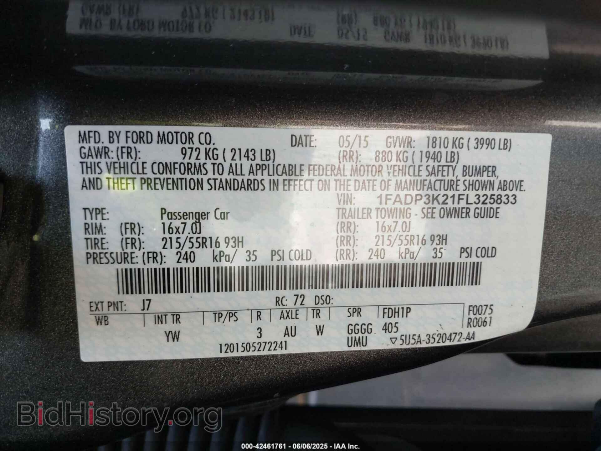 2015 FORD FOCUS - VIN: 1FADP3K21FL325833 - Фото 9