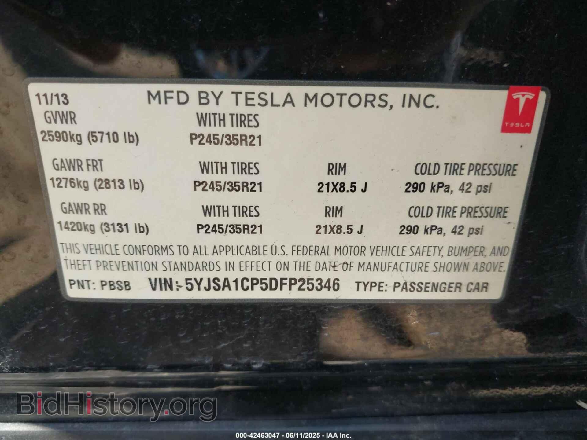 2013 TESLA MODEL S - VIN: 5YJSA1CP5DFP25346 - Photo 9