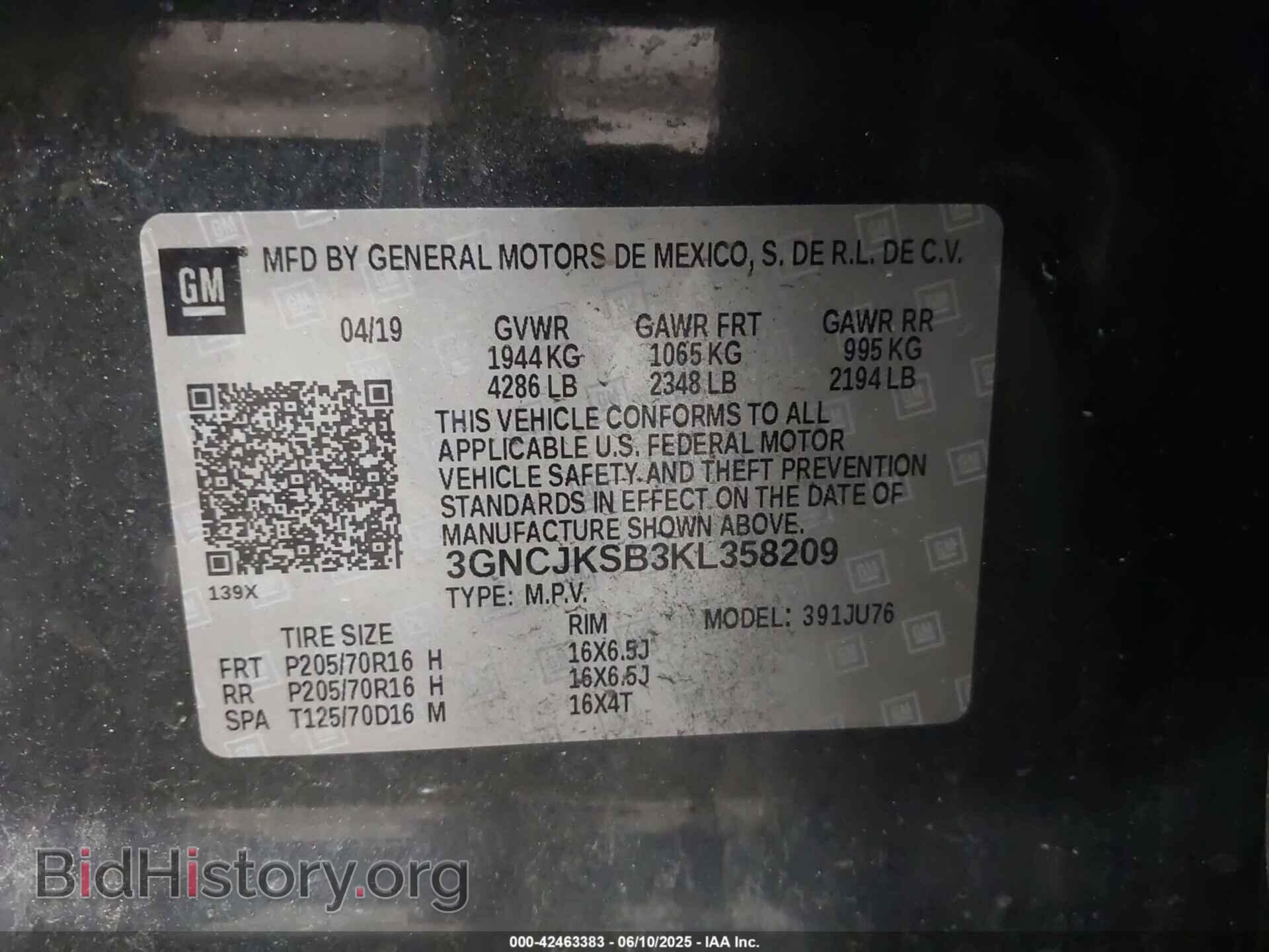 2019 CHEVROLET TRAX - VIN: 3GNCJKSB3KL358209 - Photo 9