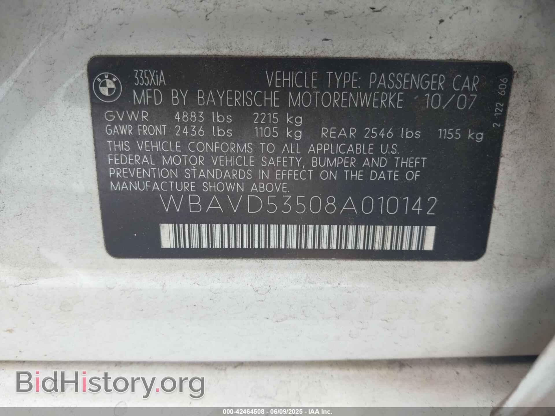 2008 BMW 335XI - VIN: WBAVD53508A010142 - Фото 9