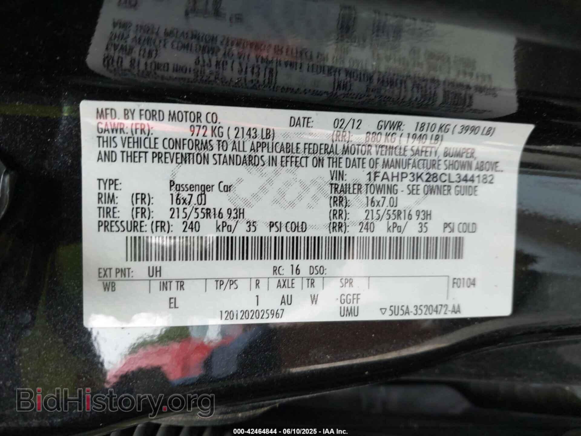 2012 FORD FOCUS - VIN: 1FAHP3K28CL344182 - Фото 9