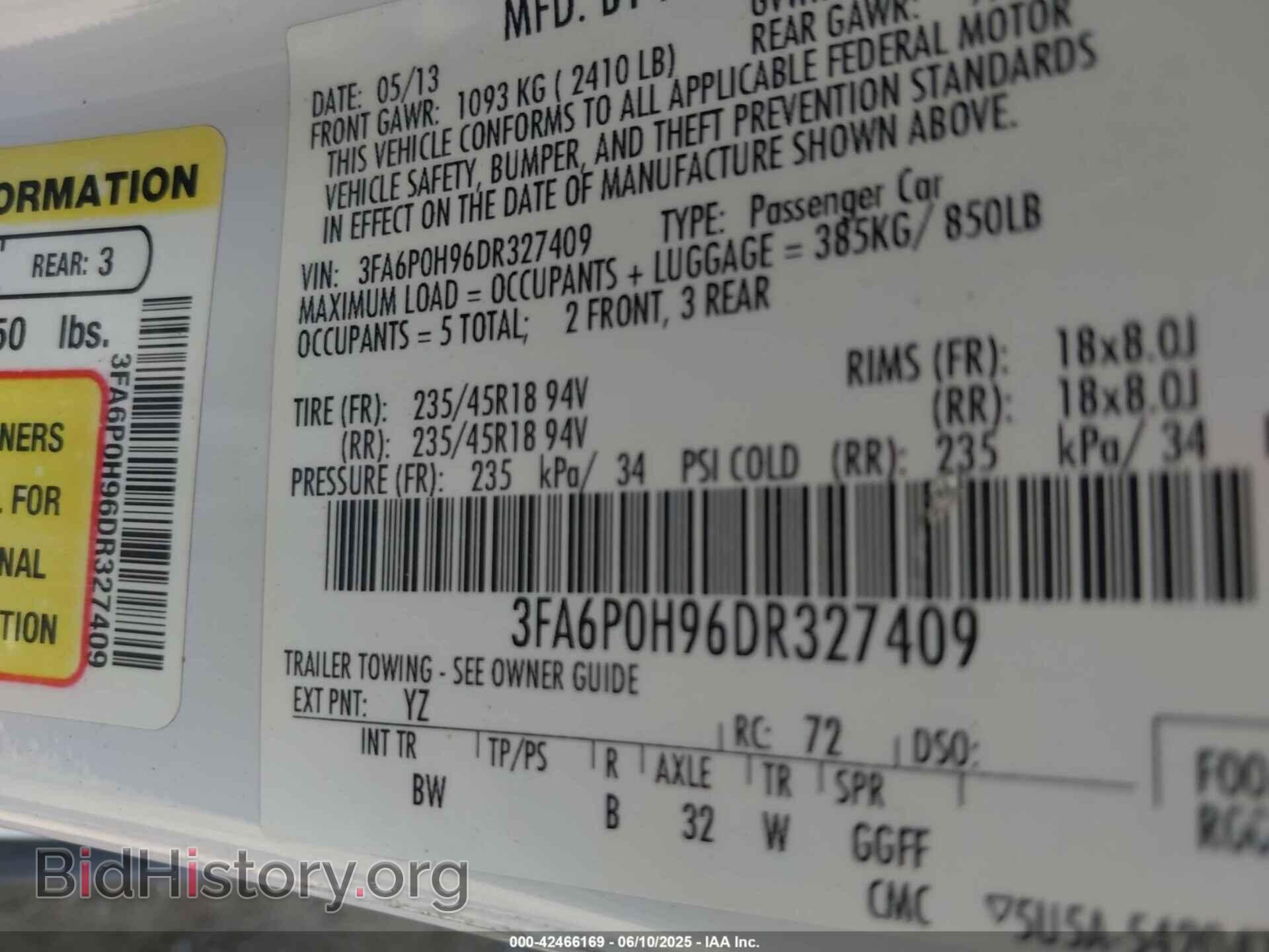 2013 FORD FUSION - VIN: 3FA6P0H96DR327409 - Фото 9